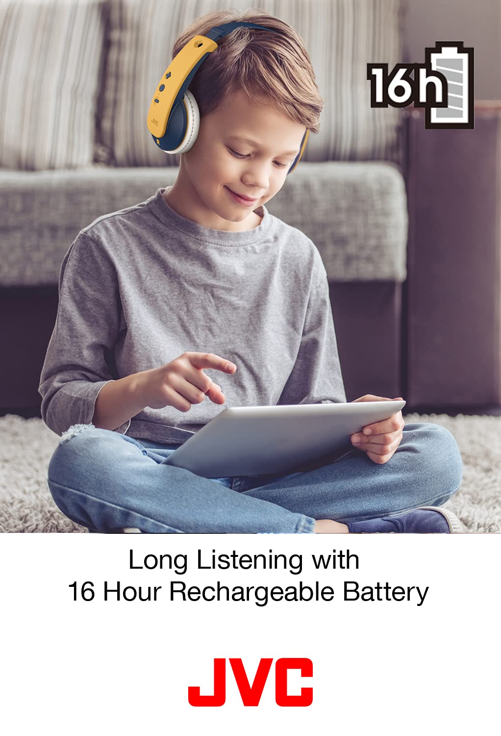 JVC Bluetooth Kids Headphones, 16 Hours Play time, Active Volume Limiter, Comfortable and Easy-to-Clean Soft Ear Pads, 7-Step Length Adjuster, Fun…