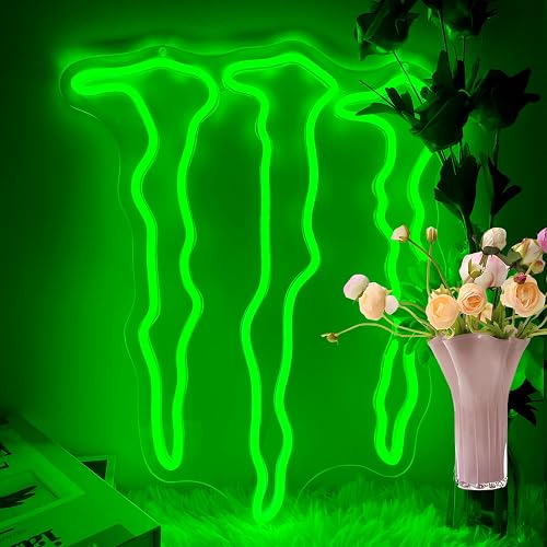 Green Energy Neon Sign for Wall Decor, Cool Dimmable Light Up Neon USB Light Up Sign for Man Cave Game Training Room Party Bar, Gym, Bedroom Decor