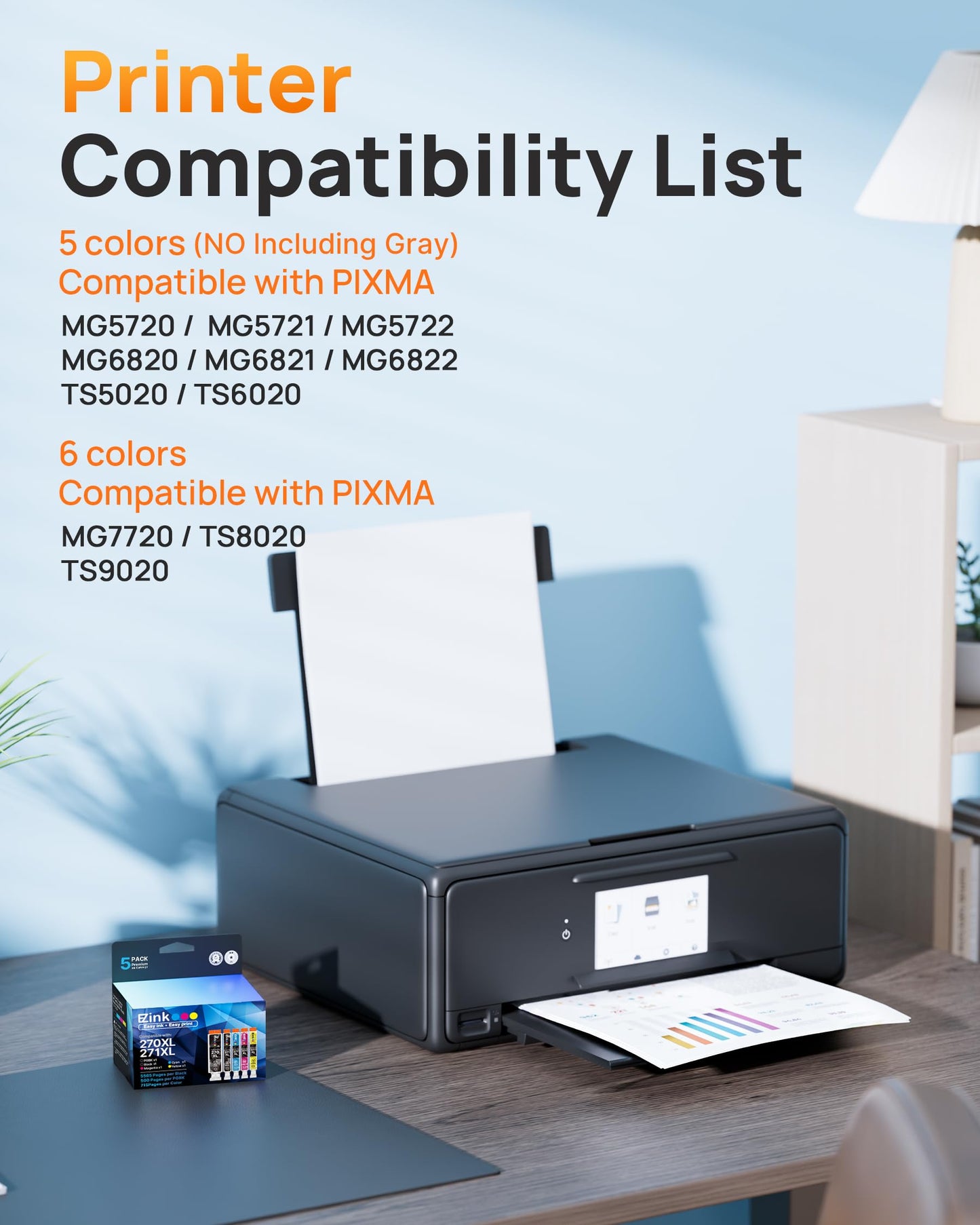 E-Z Ink Compatible for Canon PGI-270XL CLI-271XL 270XL 271XL Ink,5 Pack
