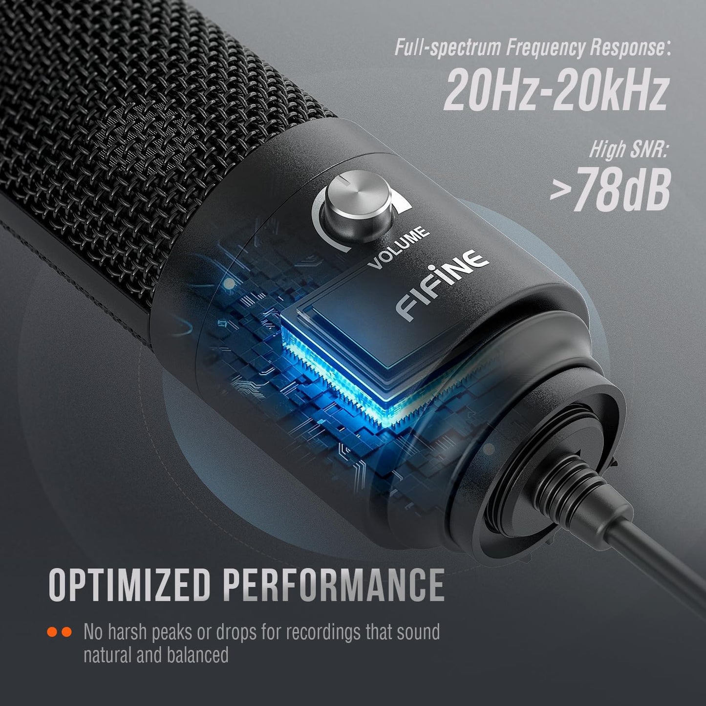 FIFINE USB Microphone, Metal Condenser Recording Microphone for MAC OS, Windows, Cardioid Laptop Mic for Recording Vocals, Voice Overs, Streaming