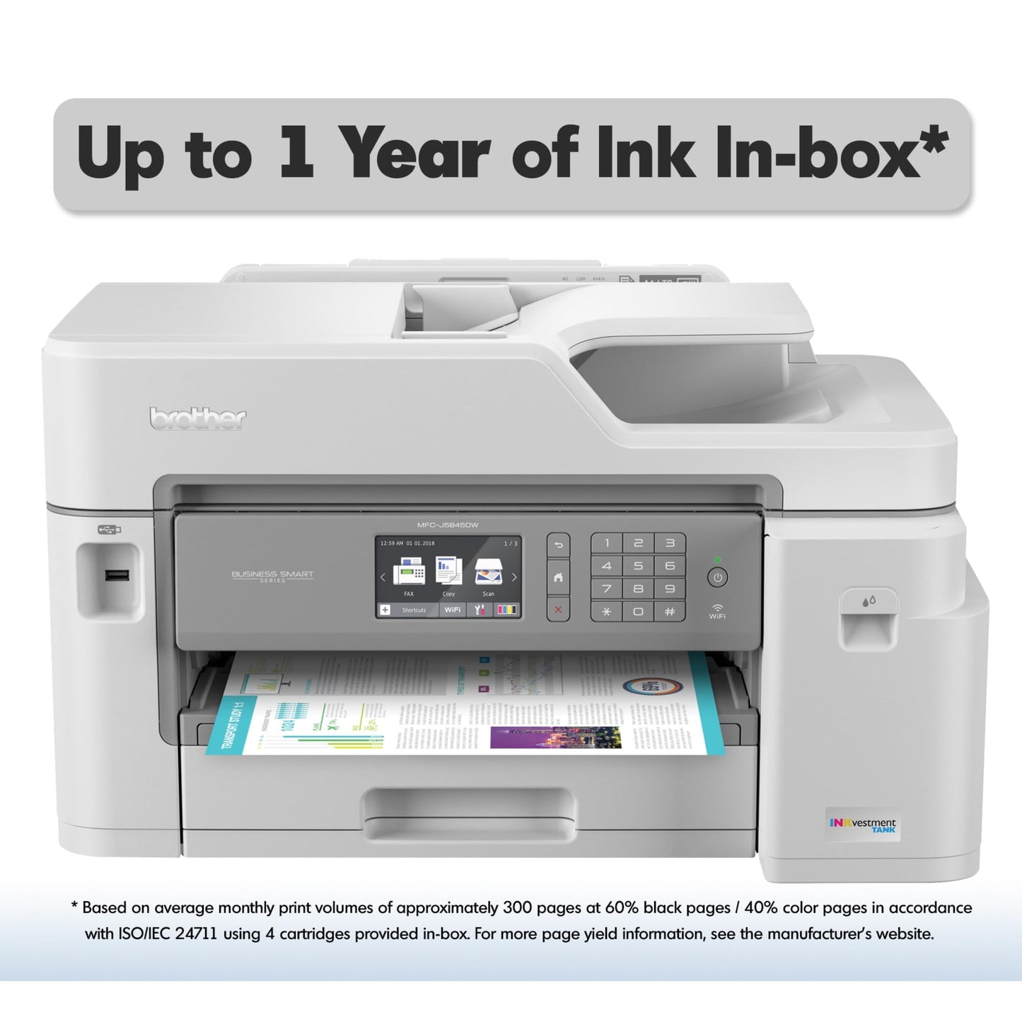 Brother Rmfc-J5845DW INKvestment Tank Color Inkjet All-in-One Printer with Wireless, Duplex Printing and Up to 1-Year of Ink in-Box (Renewed)