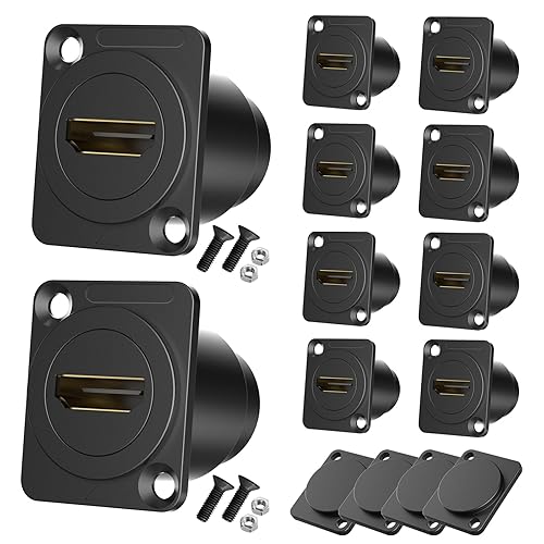 YQMRCZRF 14PCS HDMI Panel Mount Coupler and Panel-Mount Blank Plate Set? HDMI D-Type Pass Through Connector, Female to Female 4K Adapter, Bulkhead