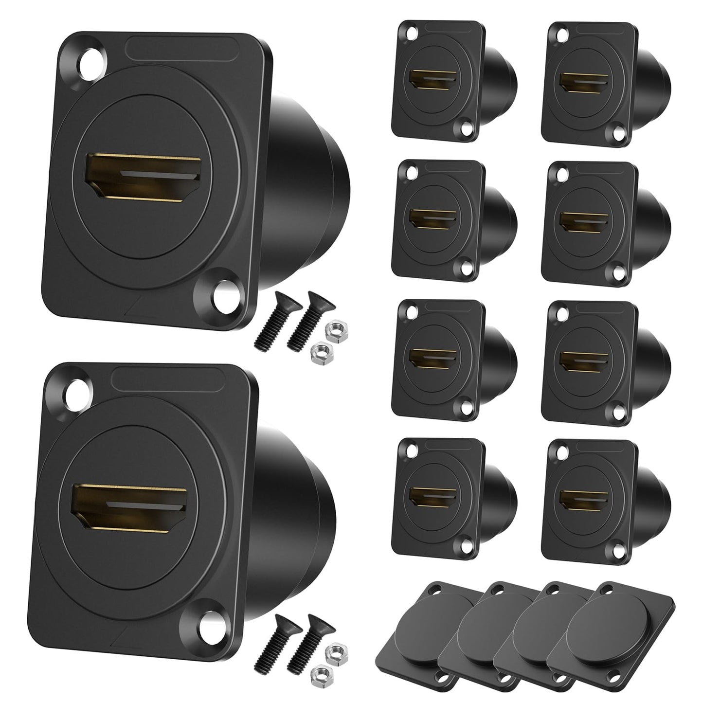 YQMRCZRF 14PCS HDMI Panel Mount Coupler and Panel-Mount Blank Plate Set? HDMI D-Type Pass Through Connector, Female to Female 4K Adapter, Bulkhead