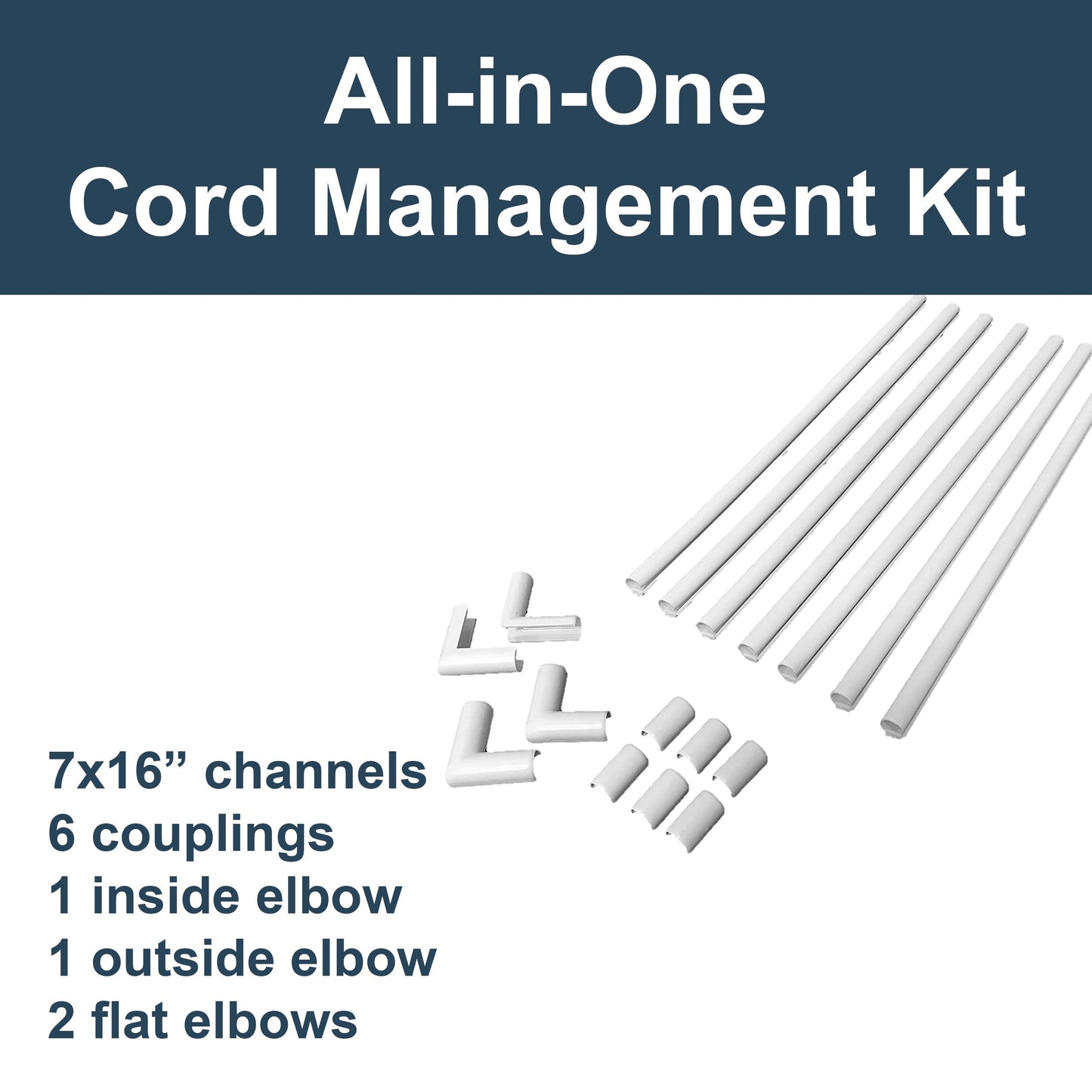 Legrand Wiremold C110S Cordmate 108 Inch 17 Piece Cord Cover Kit, Organizer for Wall, Holds 1 Cord or Cable, Sustainable Packaging, White (1 Pack)