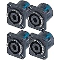 Neutrik NL2MP (Pack of 4) Chassis Mount Solder, 2 Pole Type Speakon Connector