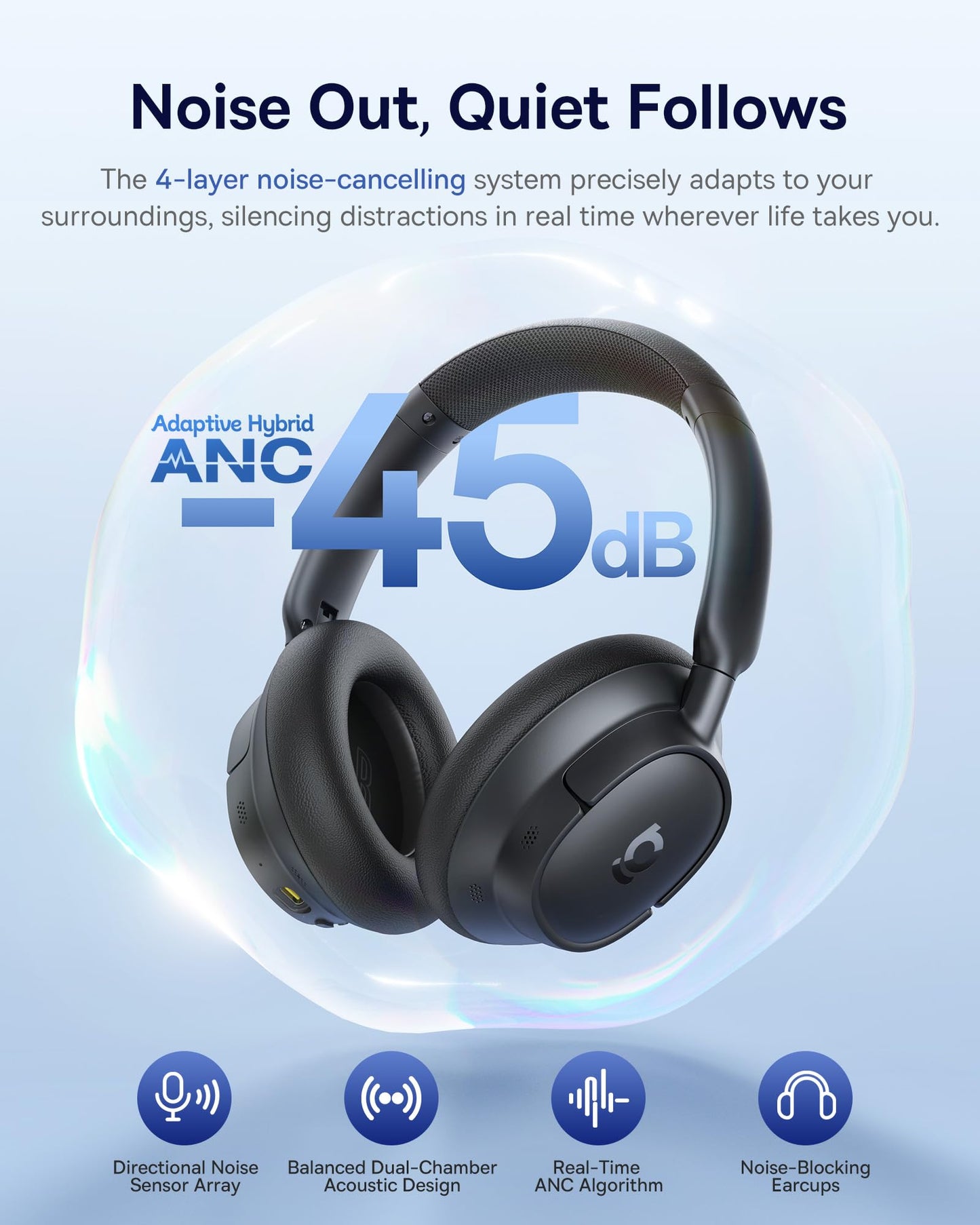 Baseus Bass BH1 NC Adaptive Active Noise Cancelling Headphones, Real-Time Adaptive Hybrid ANC, SuperBass 2.0, LDAC Hi-Res Sound, 80H Playtime, 5-Mic…