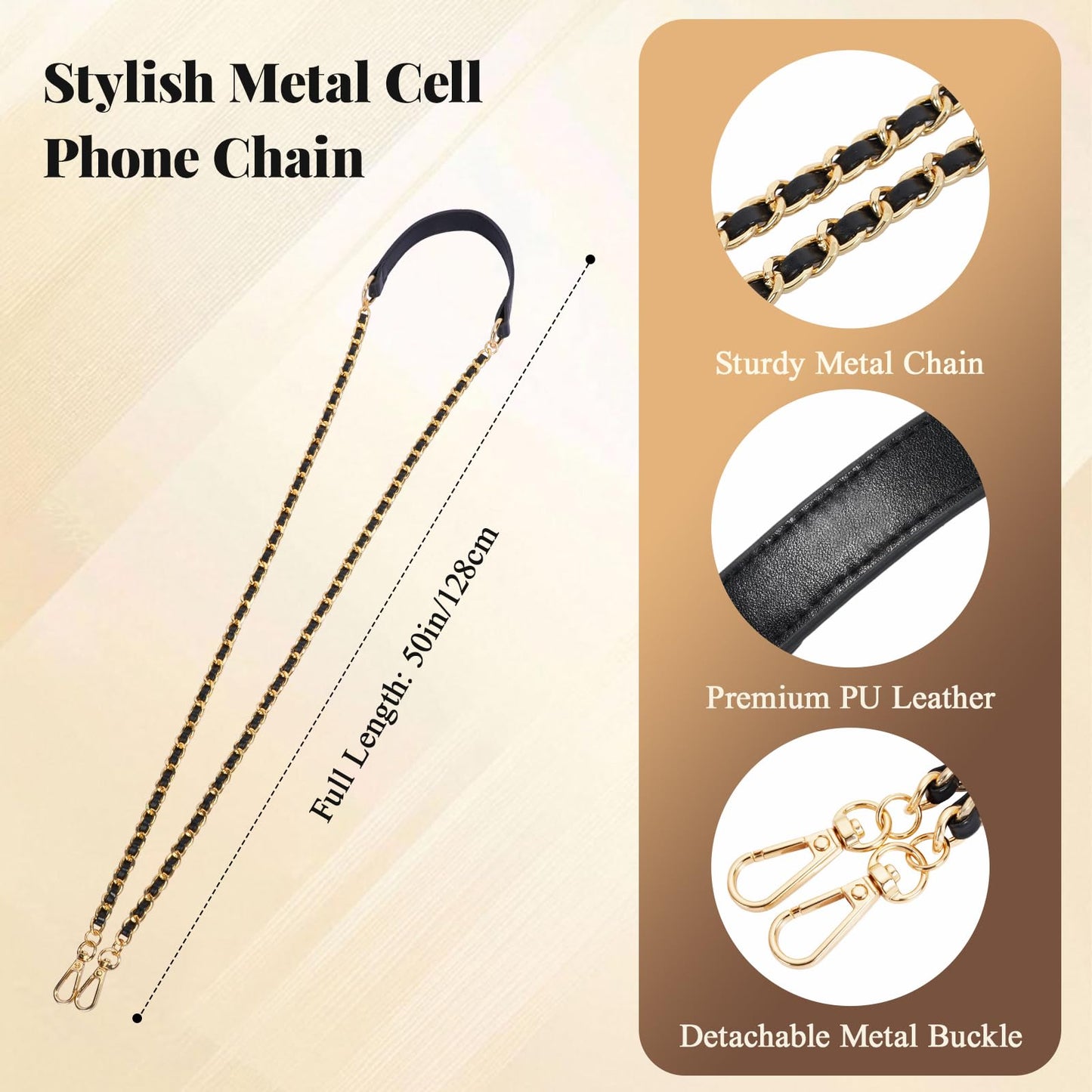 Dadanism Universal Phone Lanyard, Metal Cellphone Chain Crossbody, Anti-Theft Cross Body Phone Strap for iPhone 16, 15 and Most Smartphones, Cellphone