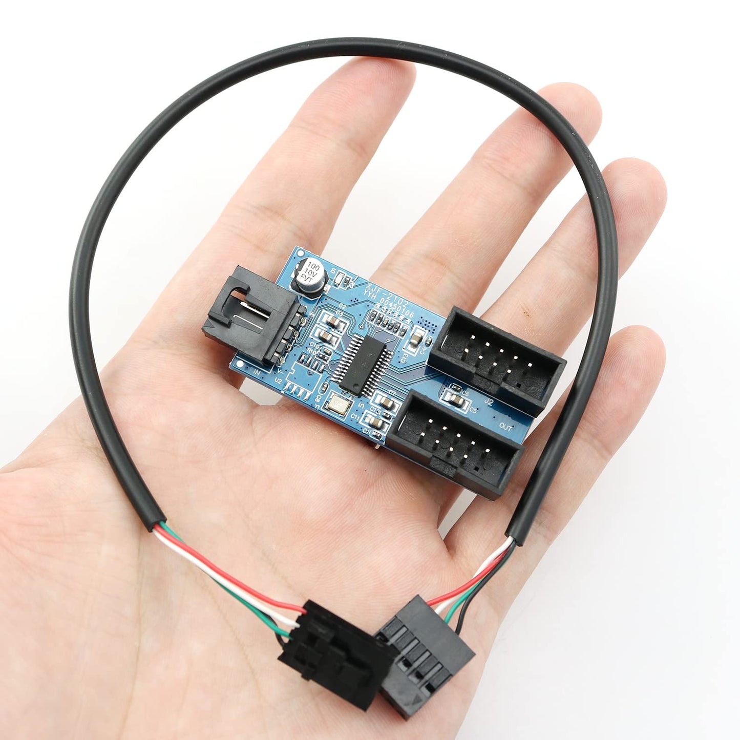 ZYAMY 9 Pin Internal USB Splitter Cable USB2.0 Connector Port 1 Male to 2 Female Extension Connector Adapter Port Multiplier