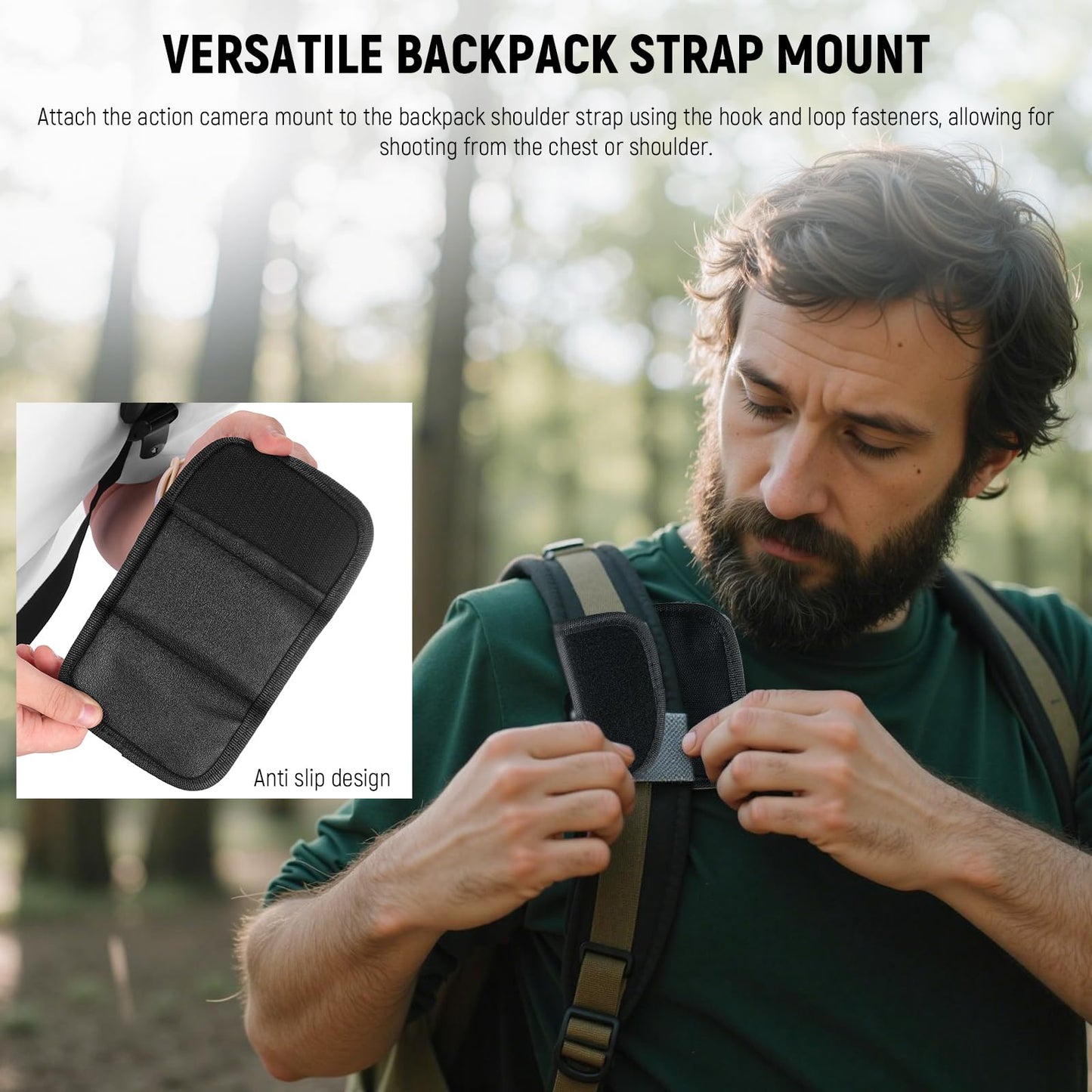 NEEWER Backpack Shoulder Chest Strap Mount Compatible with GoPro DJI Insta360 Action Cameras, 360° Camera Backpack Clip Holder Quick Release & One