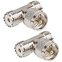 UHF Male to UHF Female T-Connector Adapter 2 PCS, PL259 to SO239 Coaxial RF Splitter for Antenna and Radio Systems