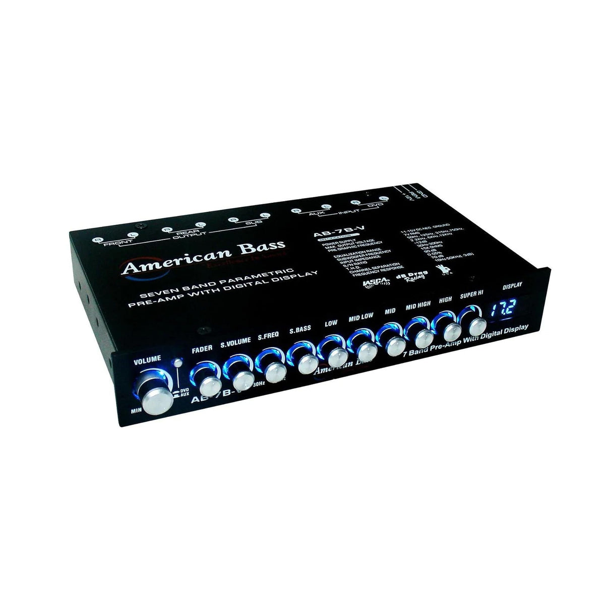 American Bass High End 7 Band Equalizer Voltage Display