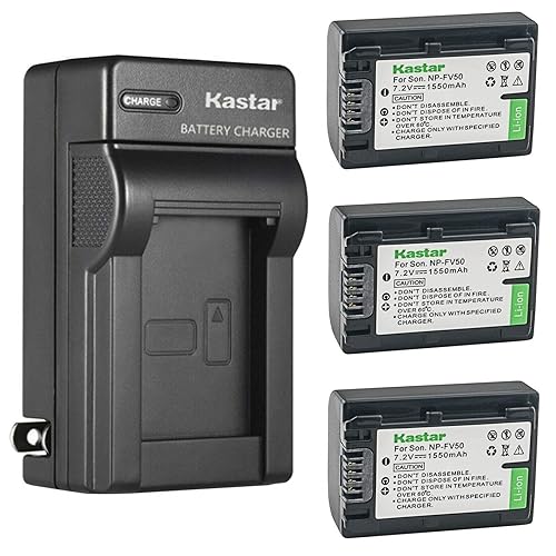 Kastar 3-Pack Battery and AC Wall Charger Replacement for Sony FDR-AX43, FDR-AX53, FDR-AXP55, HDR-CX110, HDR-CX115, HDR-CX116, HDR-CX130, HDR-CX150