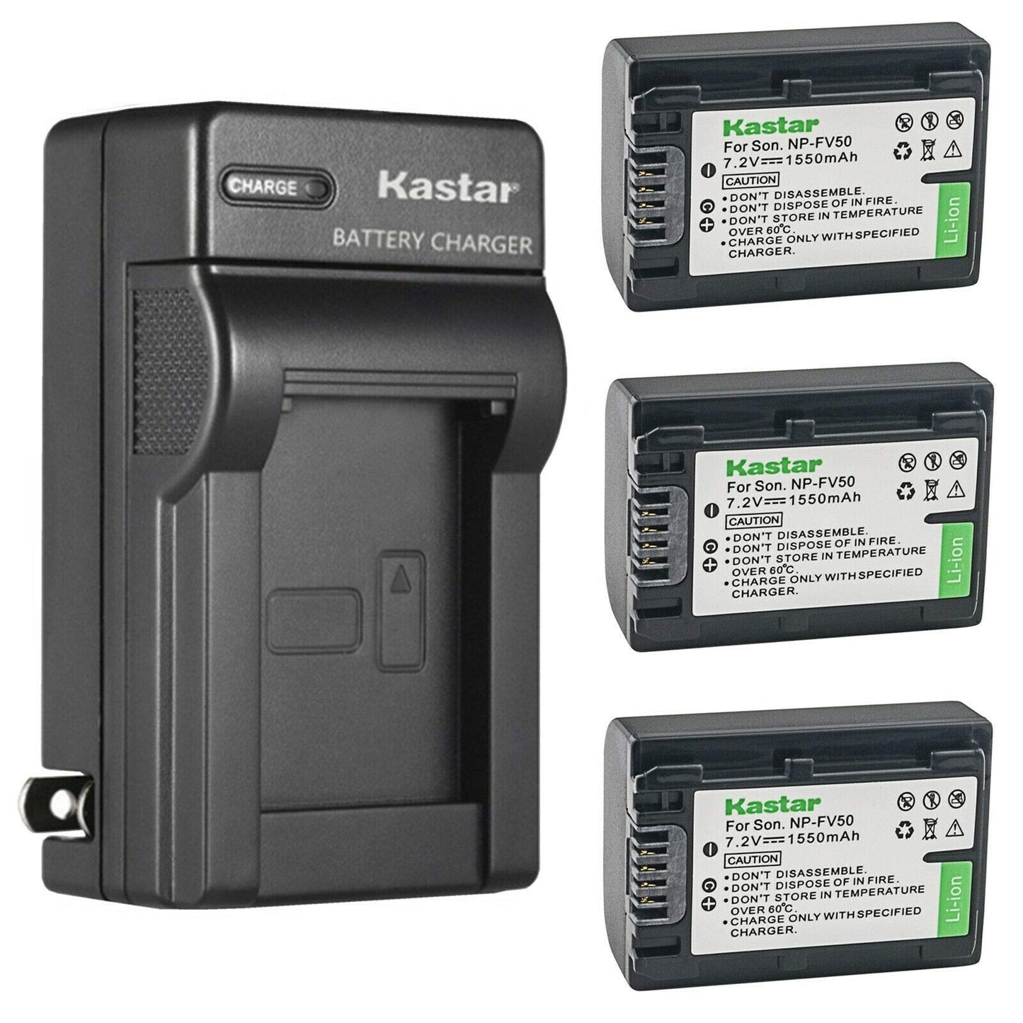 Kastar 3-Pack Battery and AC Wall Charger Replacement for Sony FDR-AX43, FDR-AX53, FDR-AXP55, HDR-CX110, HDR-CX115, HDR-CX116, HDR-CX130, HDR-CX150