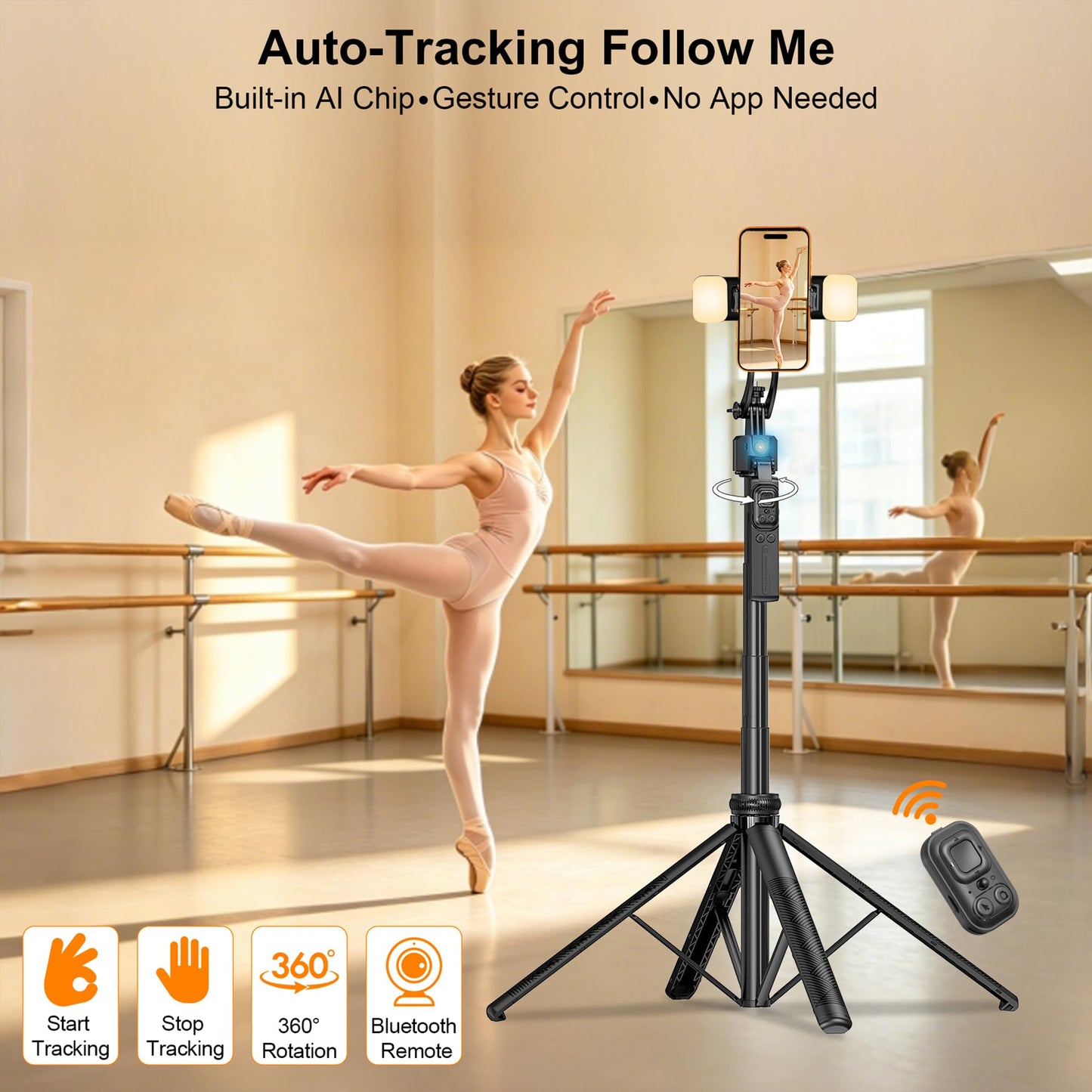 Ocwqp Phone Tripod Stand for iPhone with Detachable Phone Holder