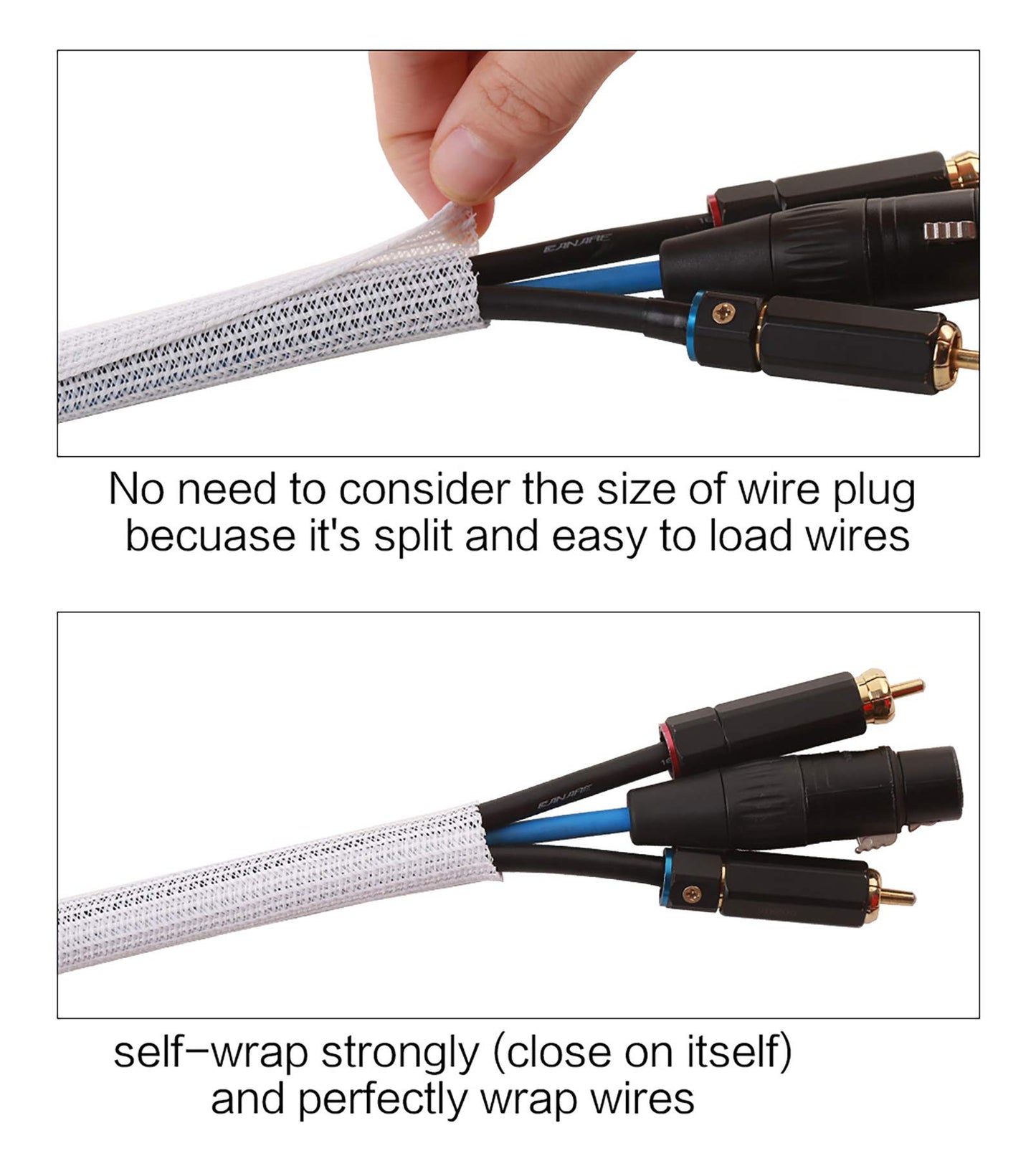 Alex Tech 10ft - 1/2 inch Cord Protector Wire Loom Tubing Cable Sleeve Split Sleeving for USB Cable Power Cord Audio Video Cable - Protect Cat from