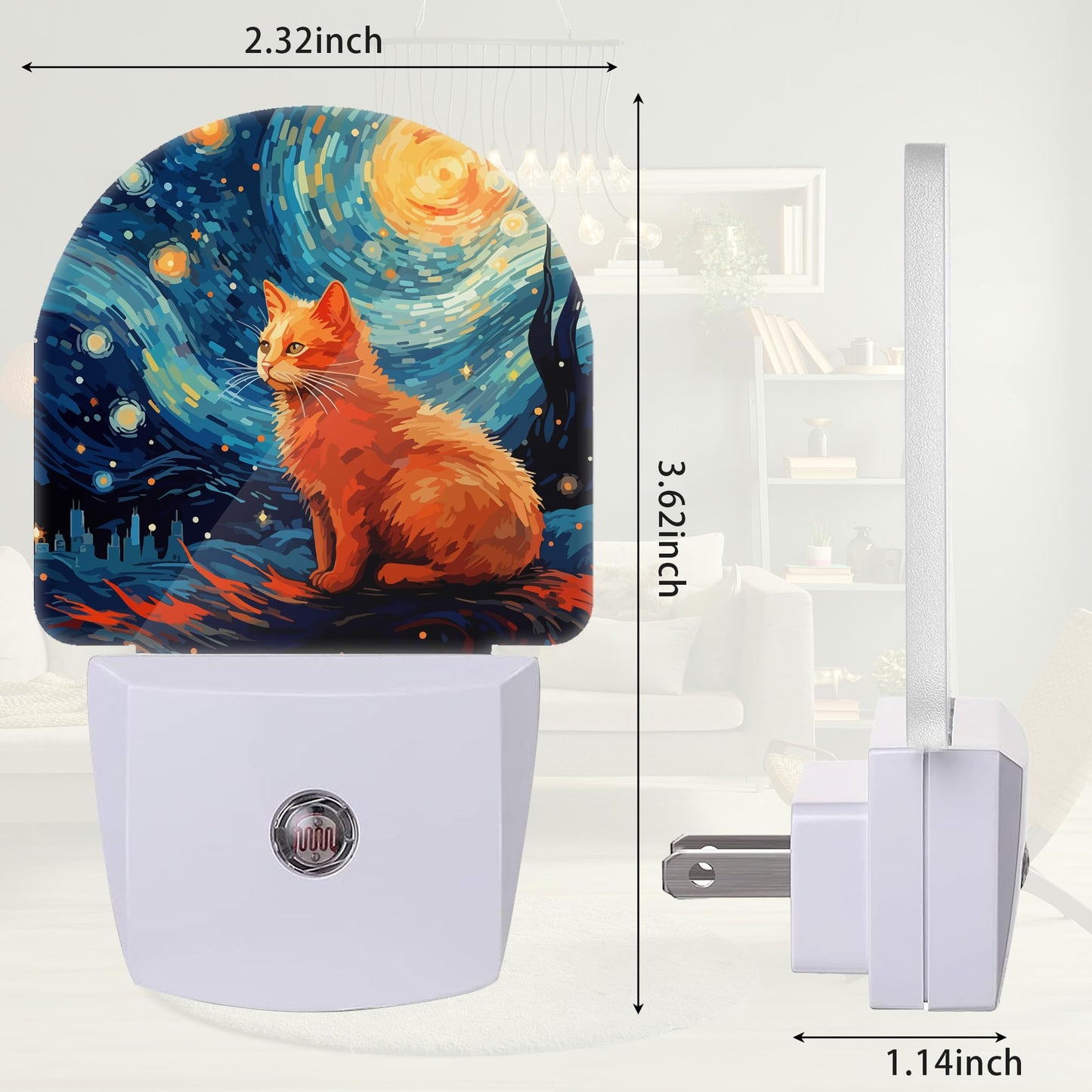 ZTHLL Starry Night Cat Night Light, Night Light Plug into Wall with Dusk to Dawn Sensor, LED Lamp Energy Saving Lights for Men Women Boys Girls,Lamp