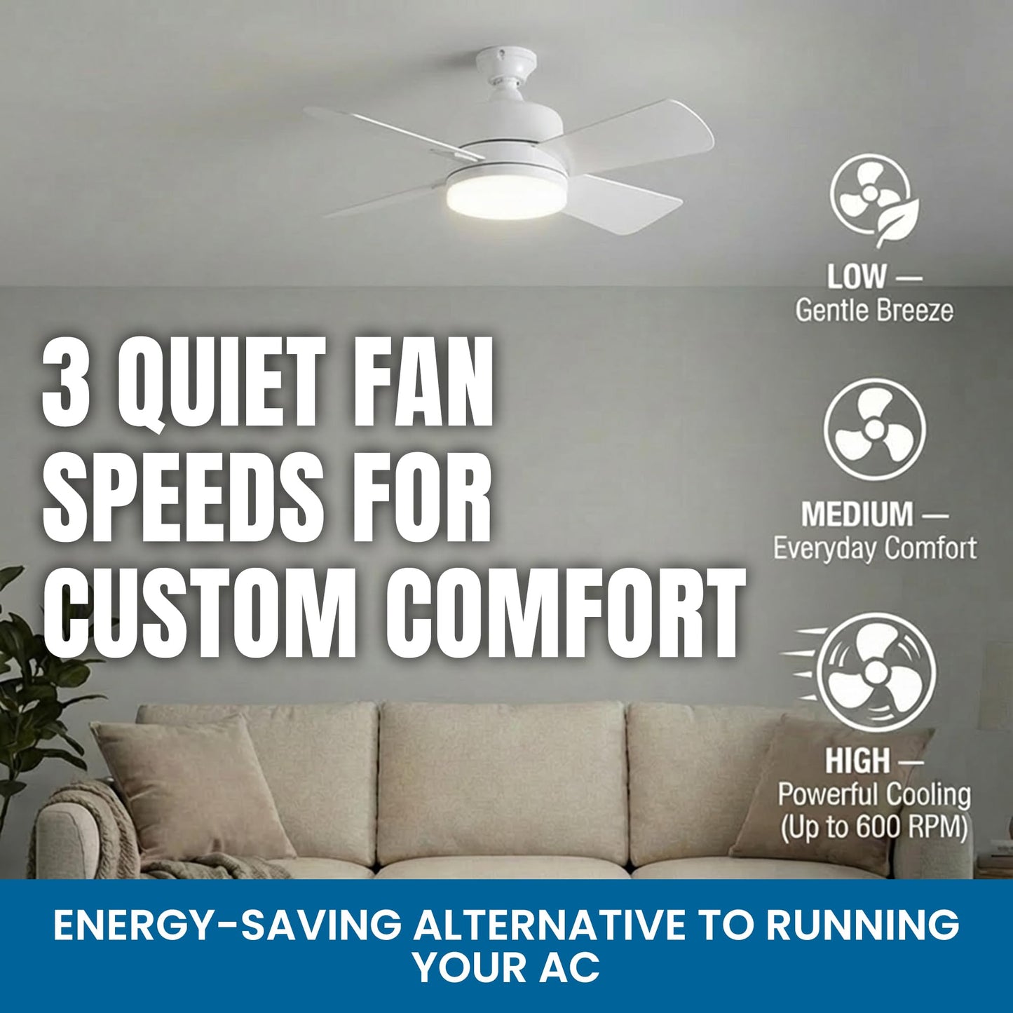 SOCKET BREEZE 15.4" Socket Fan Light Celing Fan with Remote Control
