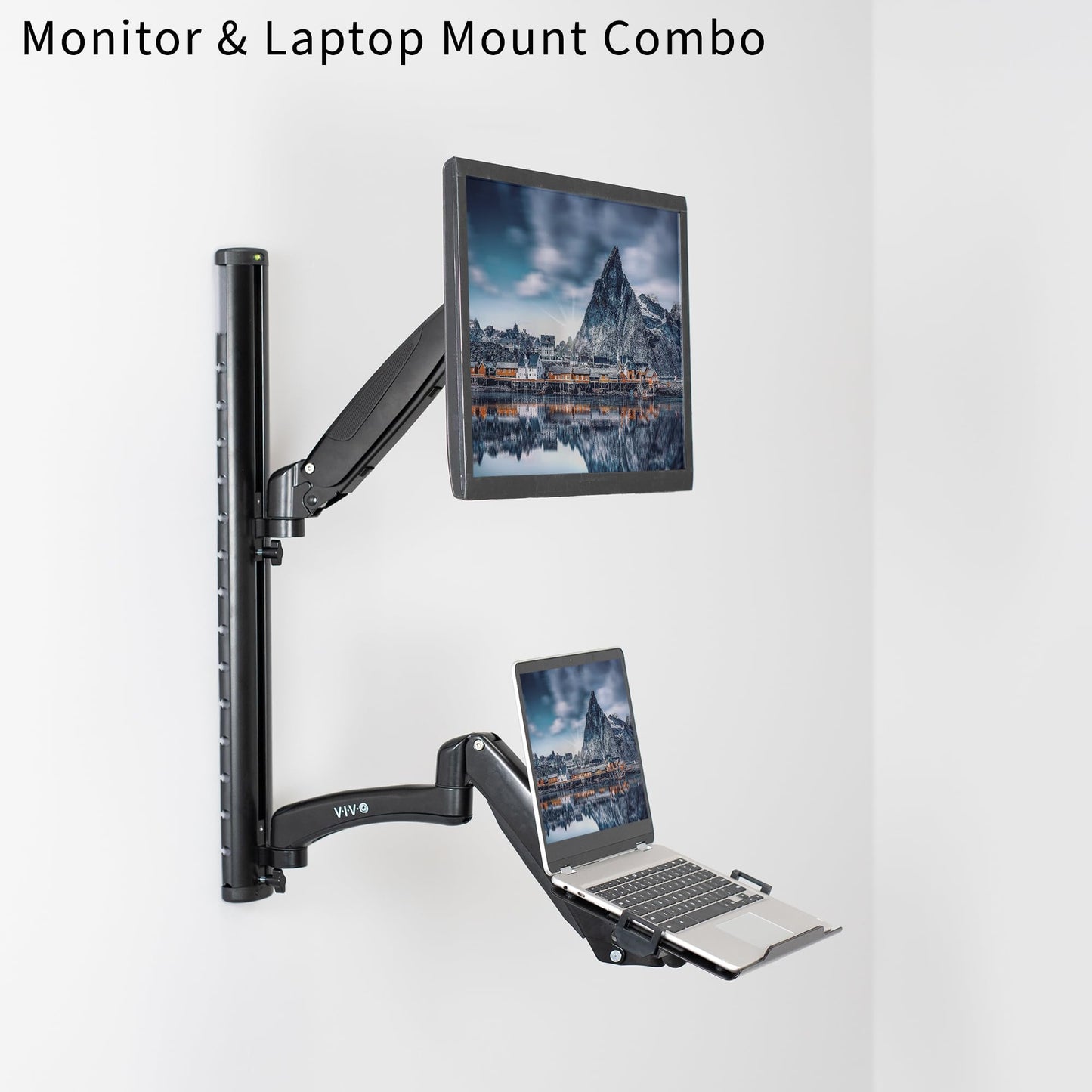VIVO Sit-Stand Wall Mount Counterbalance Height Adjustable Monitor and Laptop Workstation for Screens up to 27 inches, STAND-SIT1L