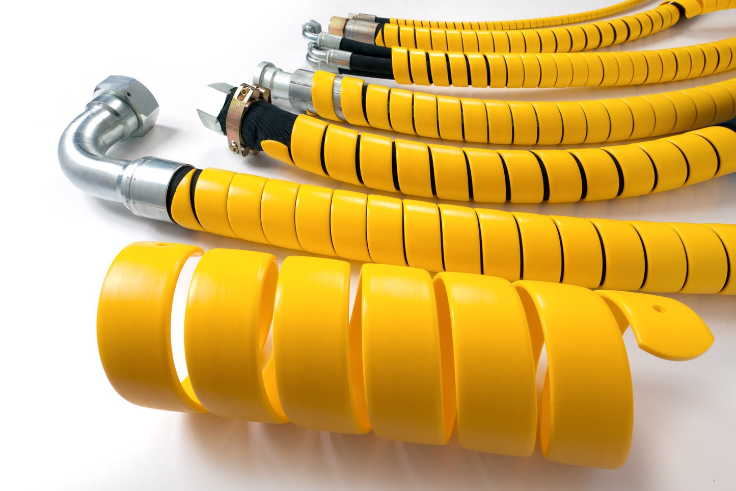 Caplugs SPSS Series - Plastic Safeplast Safe-Spirals, Spiral Wrap Hose & Cable Protector, Yellow HD-PE, 1.0" OD x 100' L Hydraulic & Pneumatic Hoses
