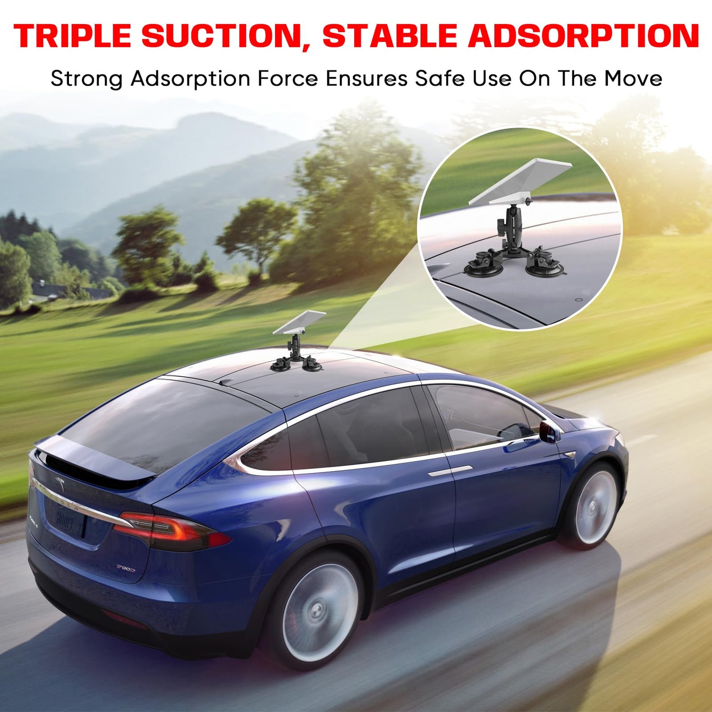 Equipped with 1/4 Inch Starlink Mini Tripod Adapter, 360 ° Rotatable Double Ball Head Magic Arm Adapter, Starlink Mini Sunroof Suction Cup Bracket