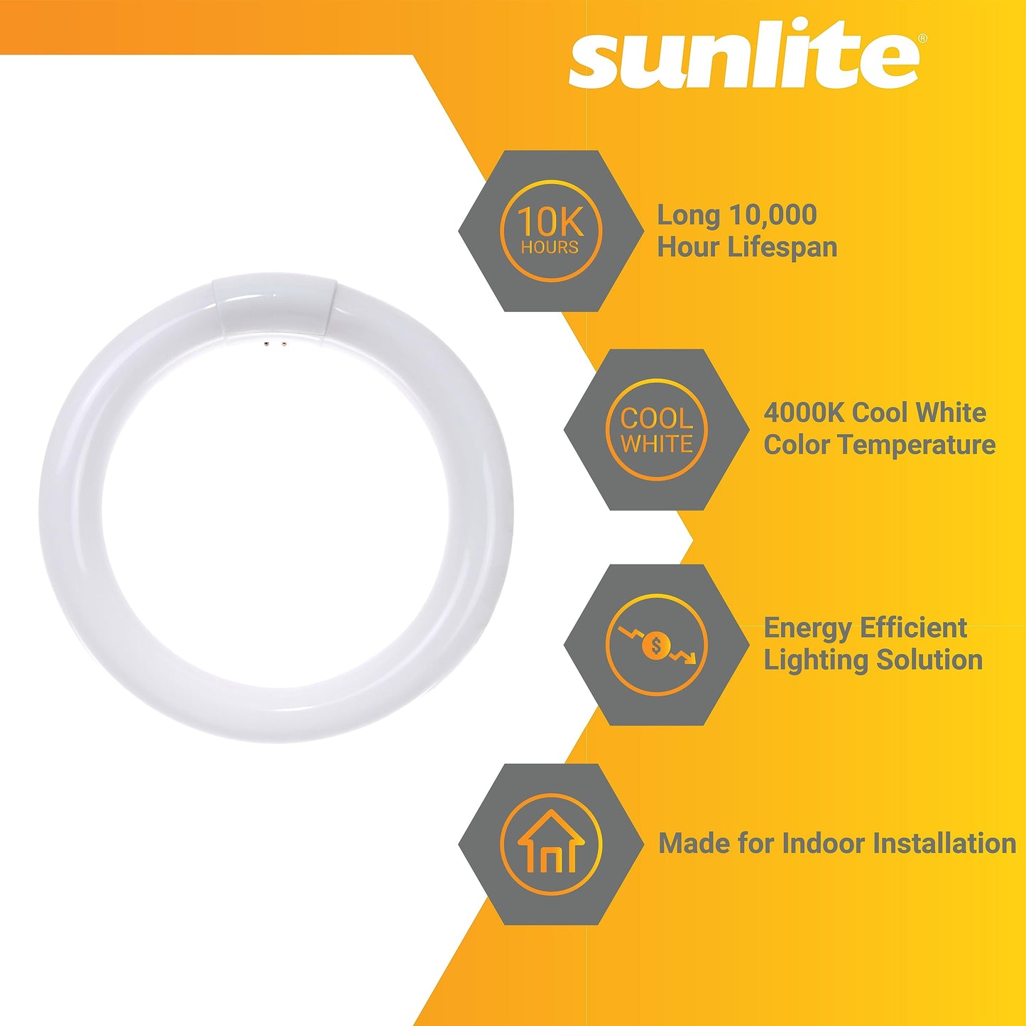 Sunlite 41316 FC8T9/CW 8-Inch T9 Round Fluorescent Circline Lamp, 22 Watts, 1250 Lumens, 4100K Cool White, G10Q 4-Pin Base, 1 Pack