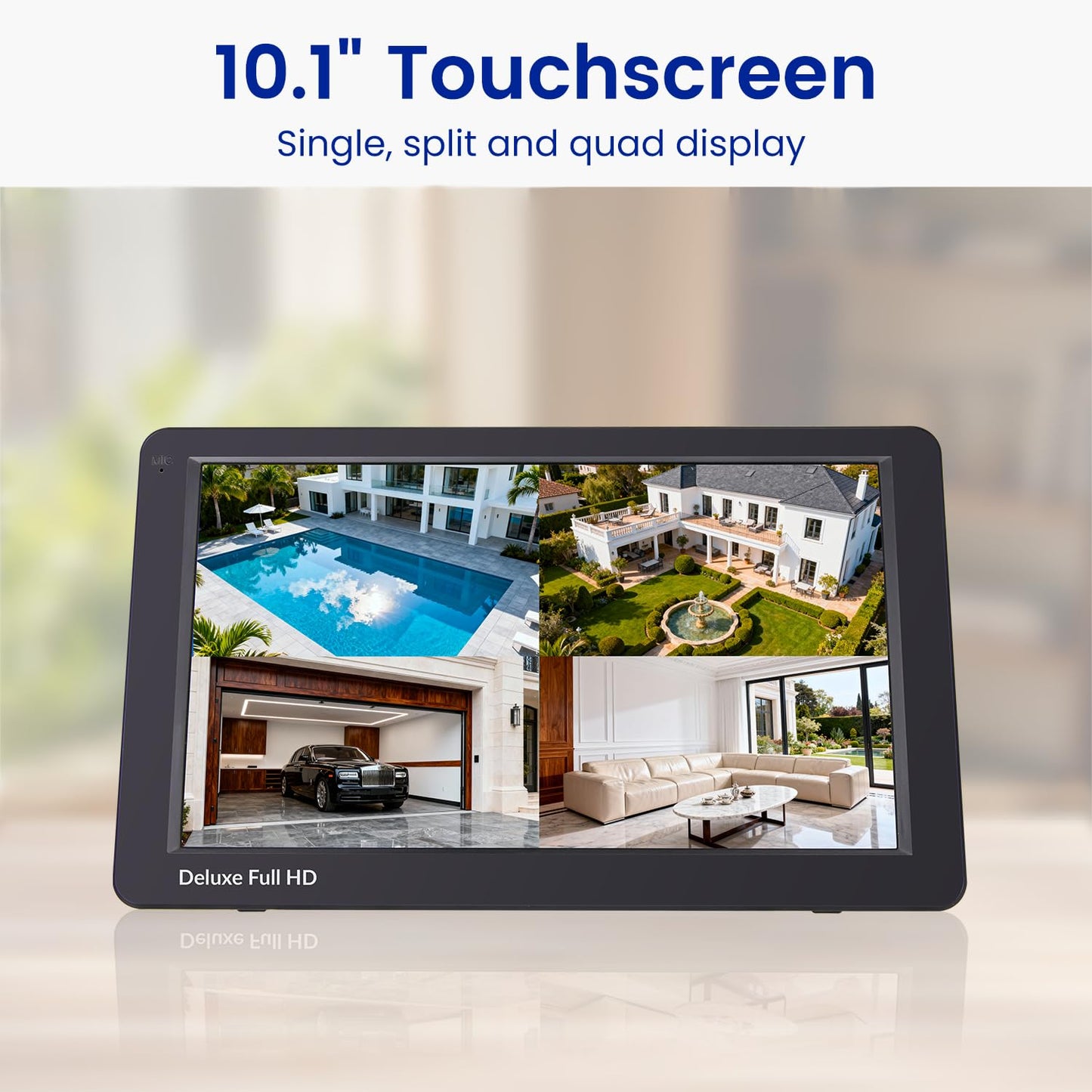 CasaCam Guardiancam Deluxe | 4-Channel Wireless Security Camera System with 10.1" Touchscreen Monitor & 2 1080p Cameras | Longer Range, Two-Way Audio