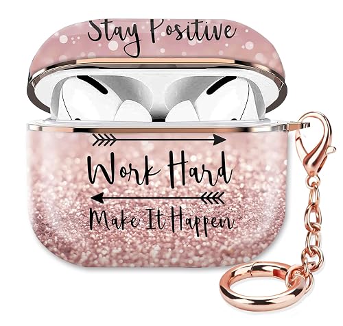 ZEKICE Compatible with AirPod Pro 2nd/1st Generation Case Cover Protective Shockproof Hard Cover Shell with Rose Gold Keychain, Case for Girl Women