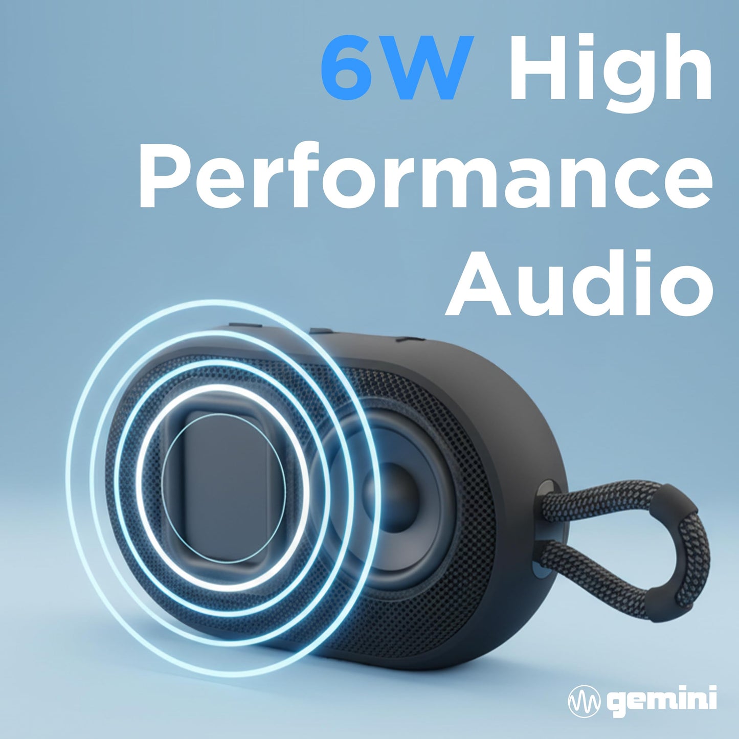 Gemini Mini Bluetooth Speaker - Small Portable Waterproof with Carabiner, Compact Travel Design, IPX7 Shower Proof, 12Hr Battery, TWS Pairing