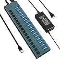 USB 3.0 Hub -16 Ports Powered USB Hub 90W USB Charging Hub with Individual On/Off Switches and 12V/7.5A Power Adapter and Multi-USB Port