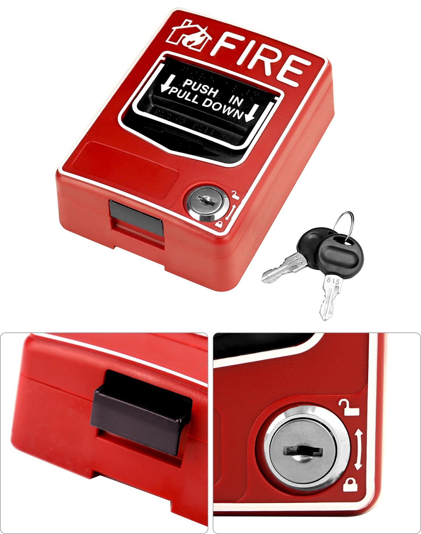 QWORK Wired Emergency Sound and Light Fire Alarm Station, 12 / 24V DC Wired Strobe Siren Horn and Dual Action Manual Call Point Panic Button 9-28VDC