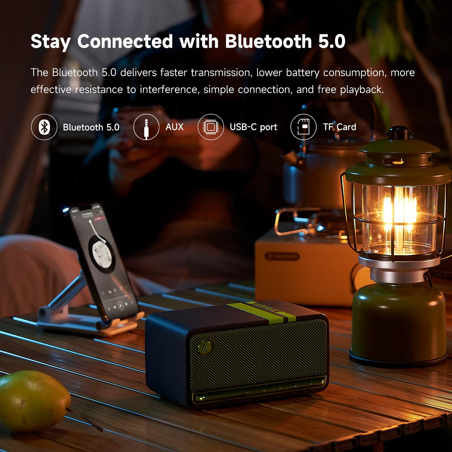 Edifier MP230 Portable Bluetooth Speaker, Wireless Speaker with Stereo Sound for Outdoor Travel, 10-Hour Playtime, Supports USB Soundcard/Micro SD