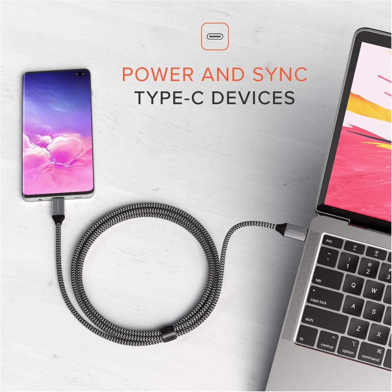 Satechi USB C to USB C Cable 100W, 6.5ft/2m, for iPhone 17 to 15 Series, iPad Air/Pro, MacBook Air/Pro, Galaxy S25, Android, Windows