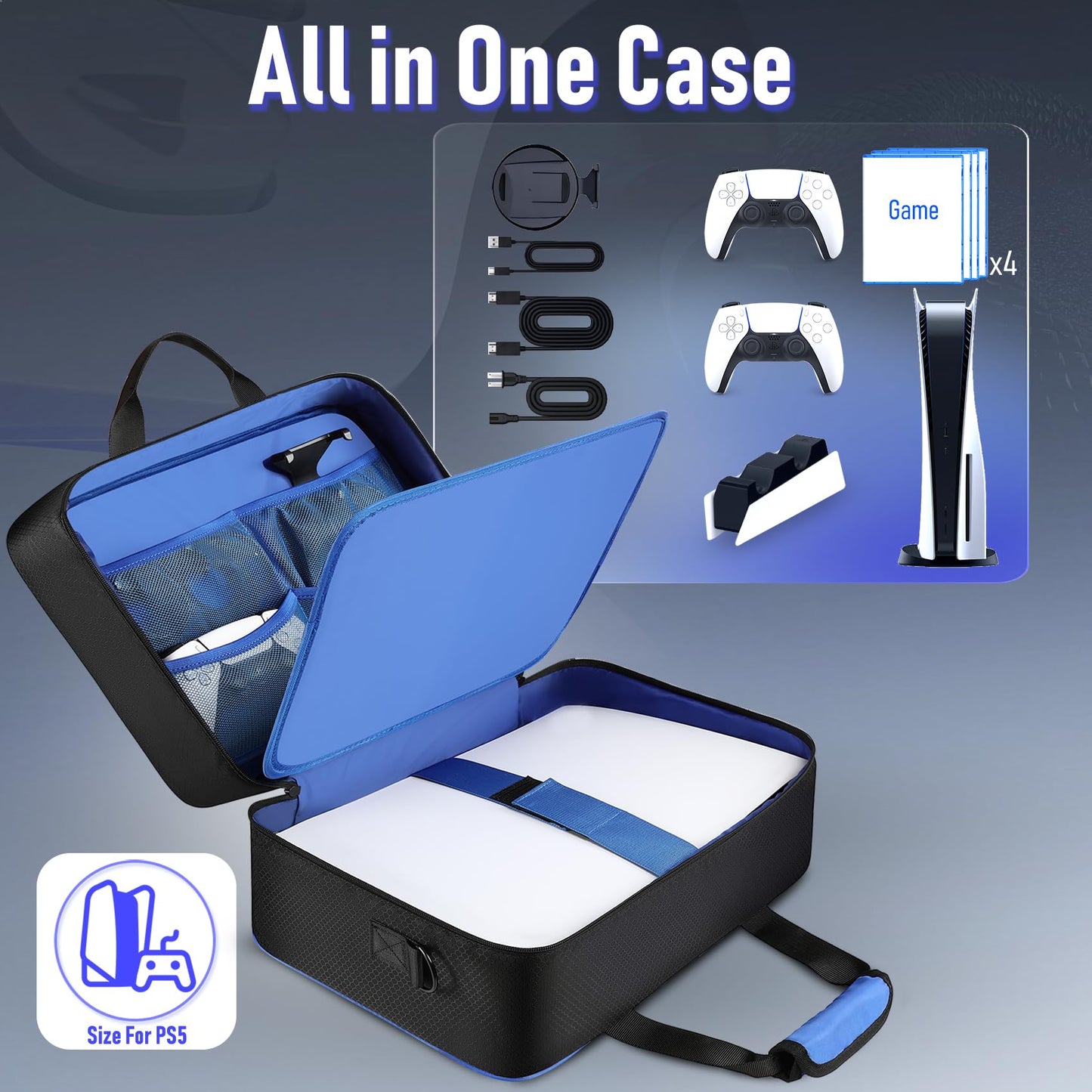 COMECOI Carrying Case for PS5, Travel Case for PS 5 Protective, Large Capacity Storage Bag Compatible with Playstation 5 Disk/ Digital Edition