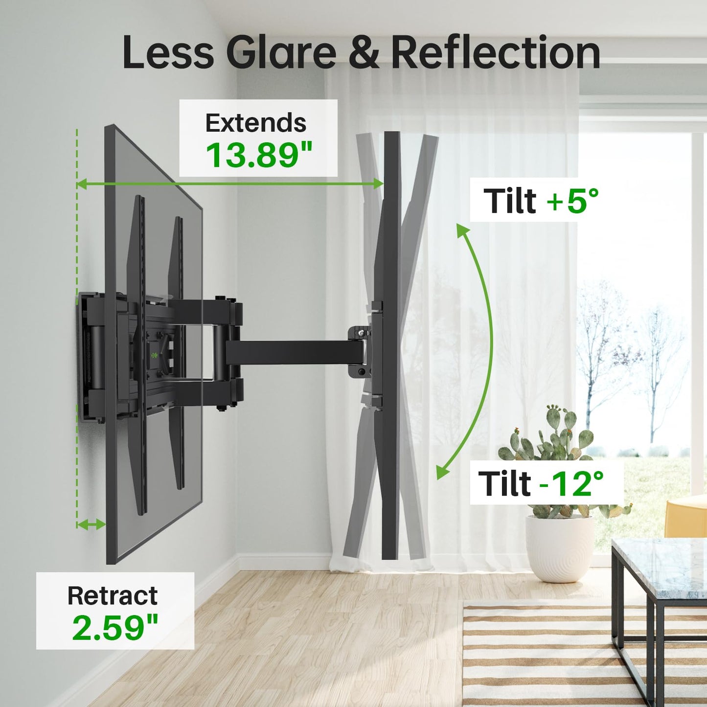 USX MOUNT Full Motion TV Wall Mount for Most 32-70 inch TVs up to 99 lbs, Wall Mount Bracket with Dual Articulating Arms, Swivel, Tilt, Max VESA