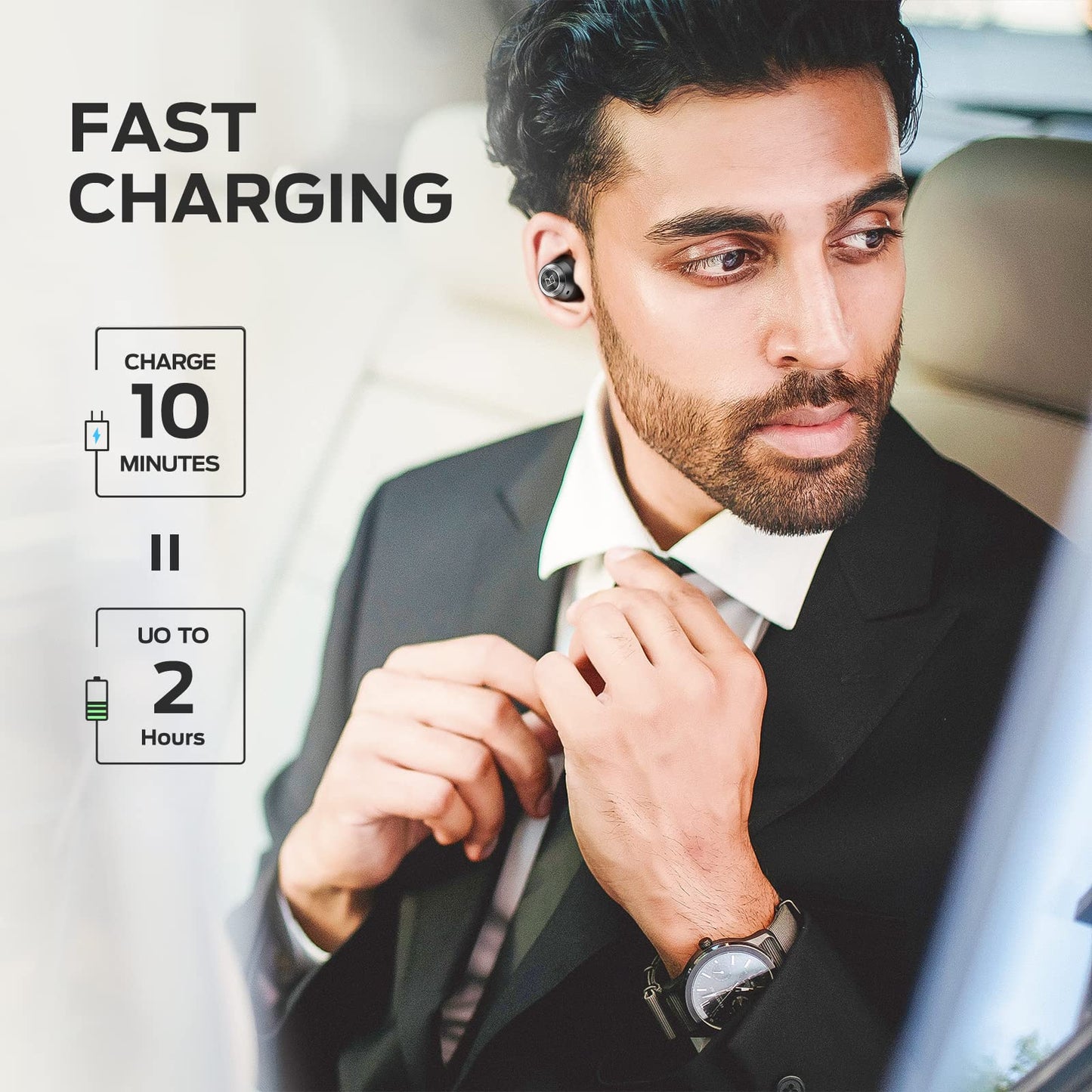 Monster Achieve 100 AirLinks Wireless Earbuds,Super Fast Charge,Bluetooth 5.0 in-Ear Stereo Headphones with USB-C Charging Case,Built-in Mic for Clear