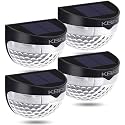 KBP Solar Fence Lights Outdoor Decorative Garden Lights Waterproof Wall Lights for Patio, Yard, Stairway (Black)