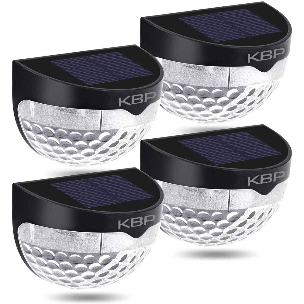 KBP Solar Fence Lights Outdoor Decorative Garden Lights Waterproof Wall Lights for Patio, Yard, Stairway (Black)