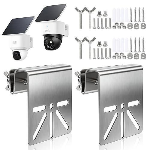 2 Pcs Gutter Mount Bracket for Eufy Security SoloCam S340/E30, Stainless Steel Gutter Mount for Security Camera with Anti-Rust Screws, No Drill
