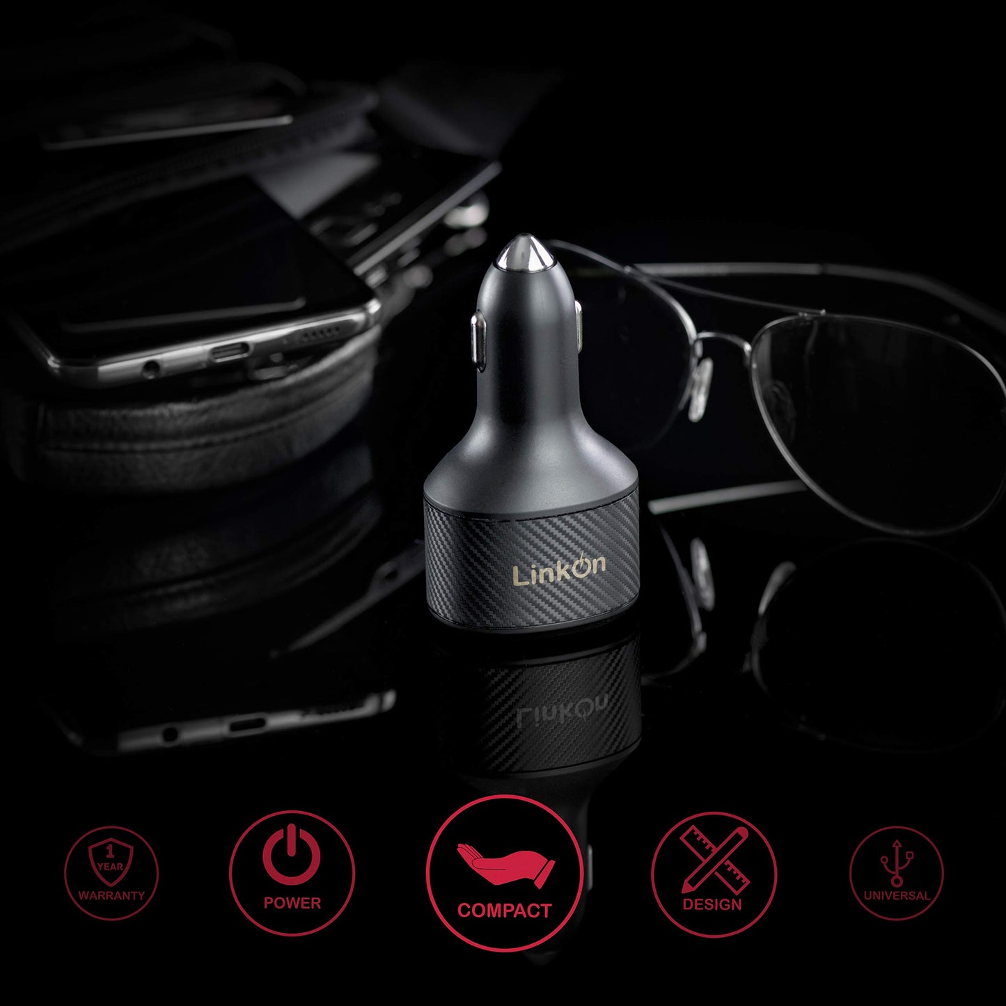 LinkOn 112W USB C Car Charger PD 3.0 (90W) PPS + USB A QC 3.0 (18W) - Fast Dual Port Car Adapter Compatible with MacBook, Dell, HP, iPad, iPhone