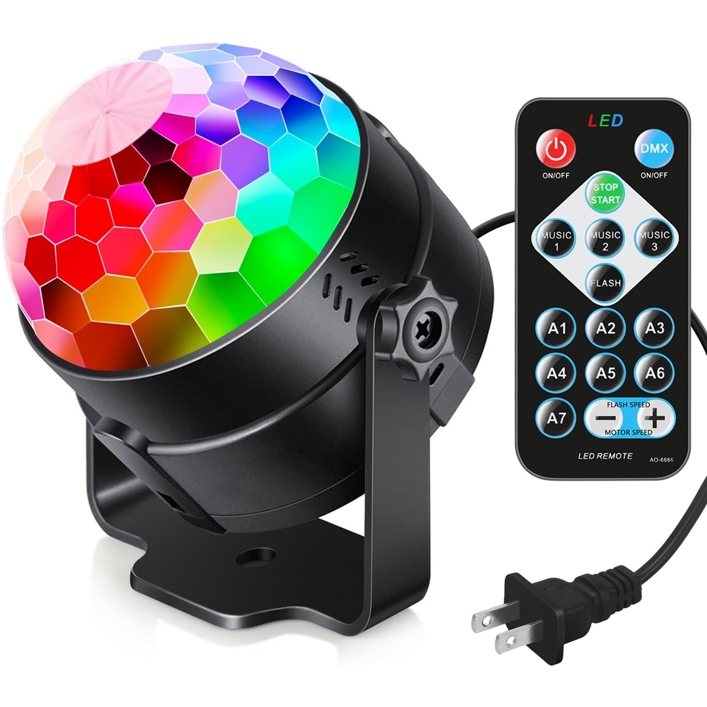 Luditek Sound Activated Party Lights with Remote DJ Lighting, Disco Ball Strobe Stage Light for Home Room Dance Parties Birthday Karaoke Stocking