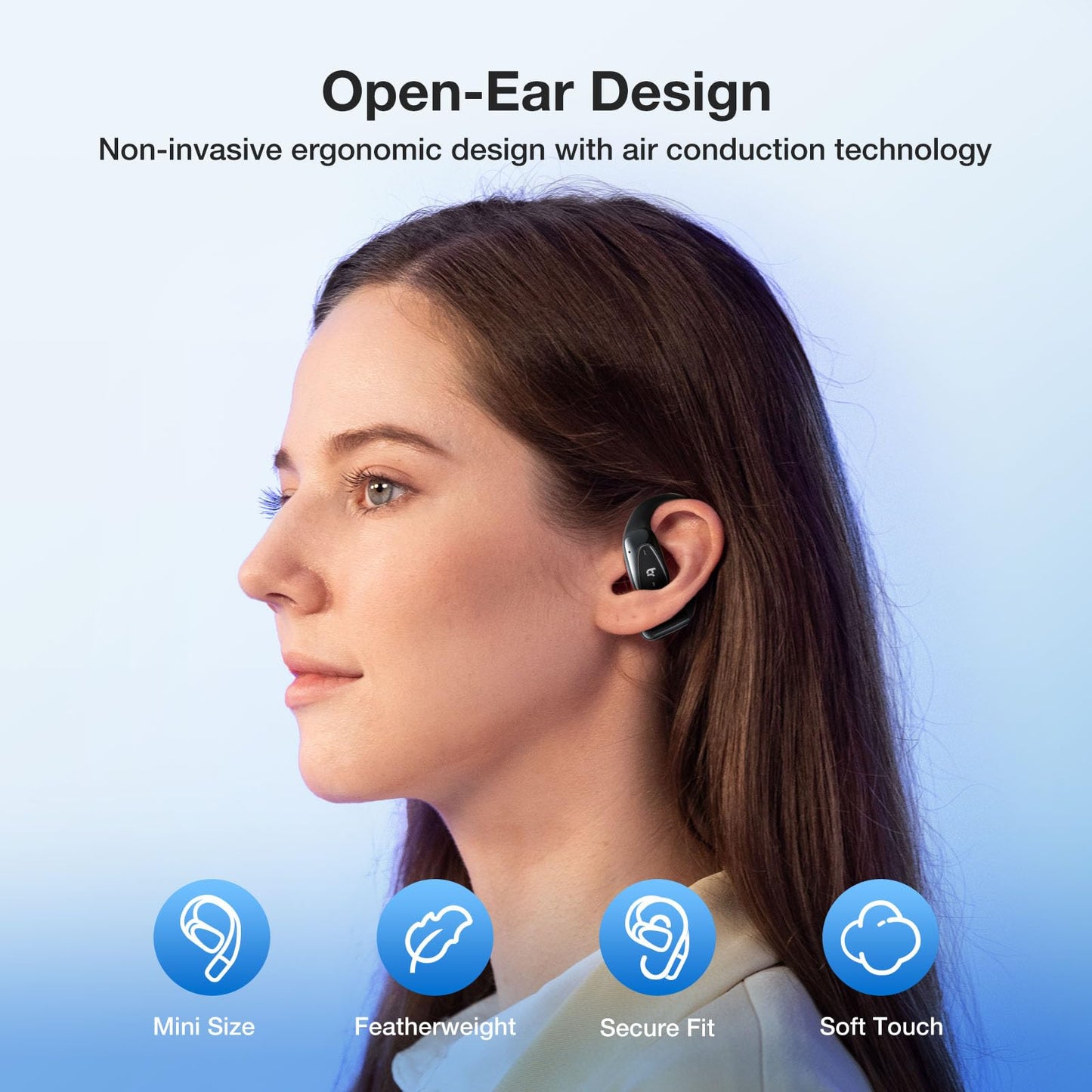 BlitzRock Open Ear Headphones 0.25oz Ultra Lightweight Comfort,0.7mm Thinner Earhooks, Bluetooth 5.4 Over The Ear Earbuds with Clear Calls, IPX7…