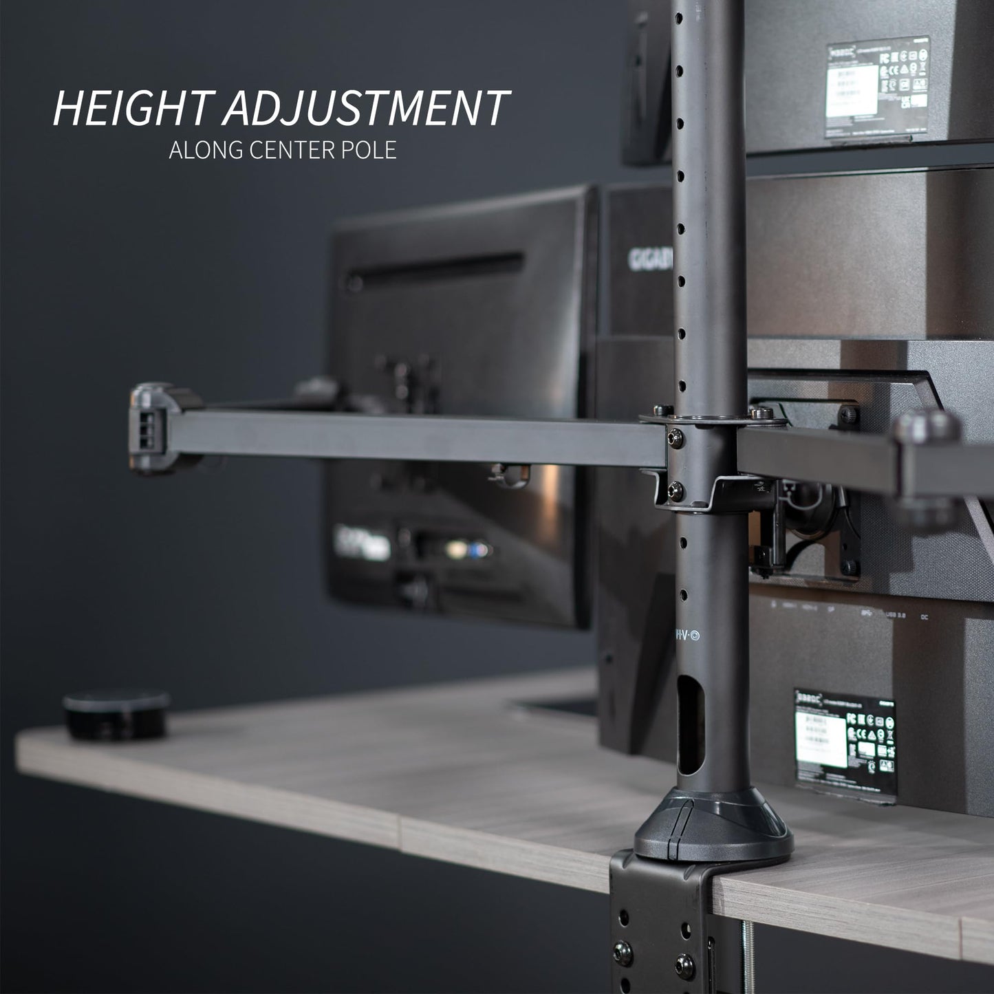 VIVO Quad Monitor 13 to 32 inch LED LCD Clamp-on Desk Mount, 3 Plus 1 Articulating VESA Computer Stand, Holds 4 Screens, Fully Adjustable for Home
