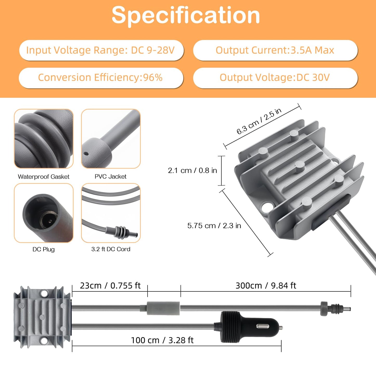Starlink Mini Cable Car Adapter, 12V Power Cord, with Cigarette Lighter Plug, 10-28V to 30V 3.5A Conversion kit, car Charger Accessories, Equipped…