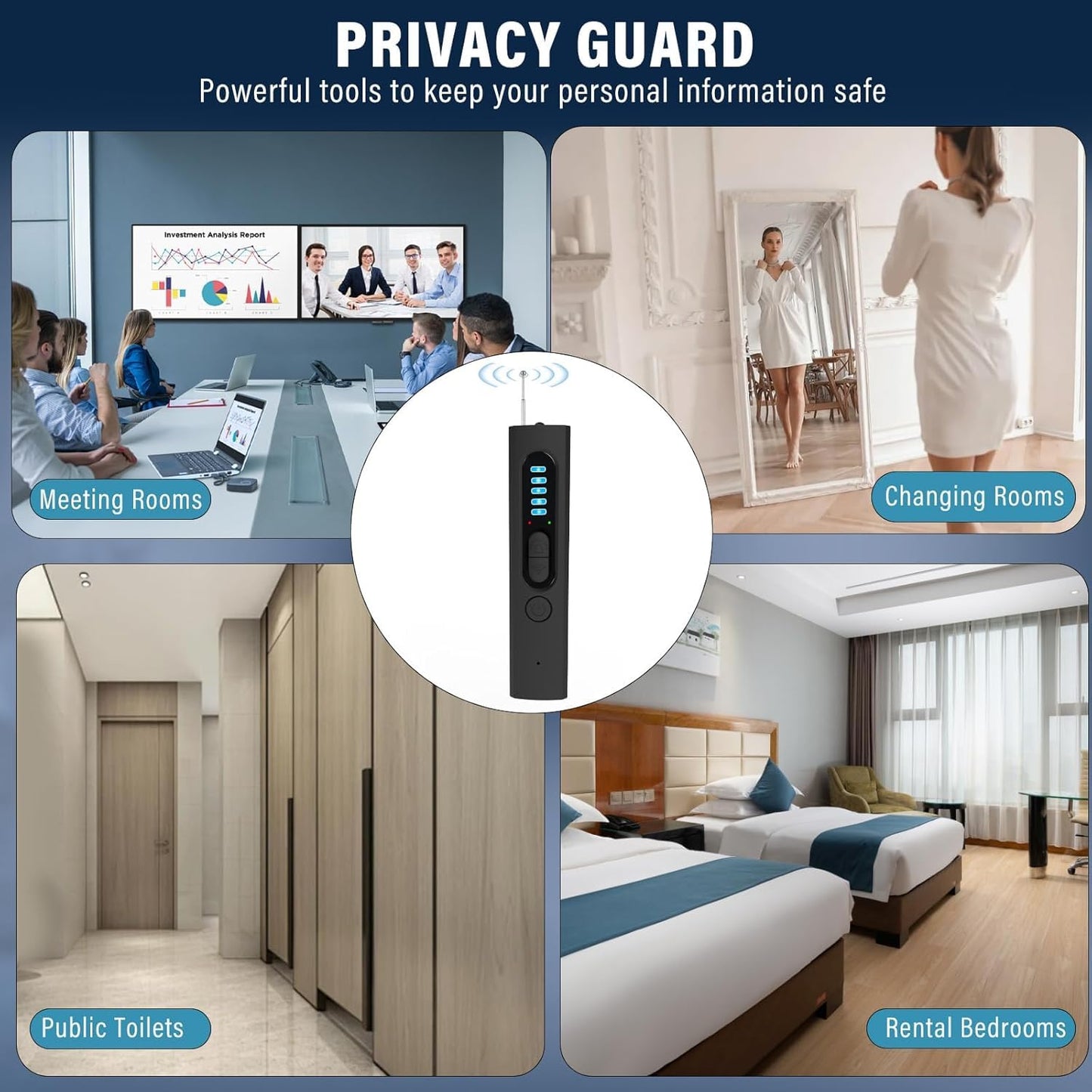 Hidden Camera Detectors, Anti Spy RF Signal Scanner, Bug Detector, 6 Levels Sensitivity 4 Modes, 36H Work, for Hotels, Home, Office, Protect Your