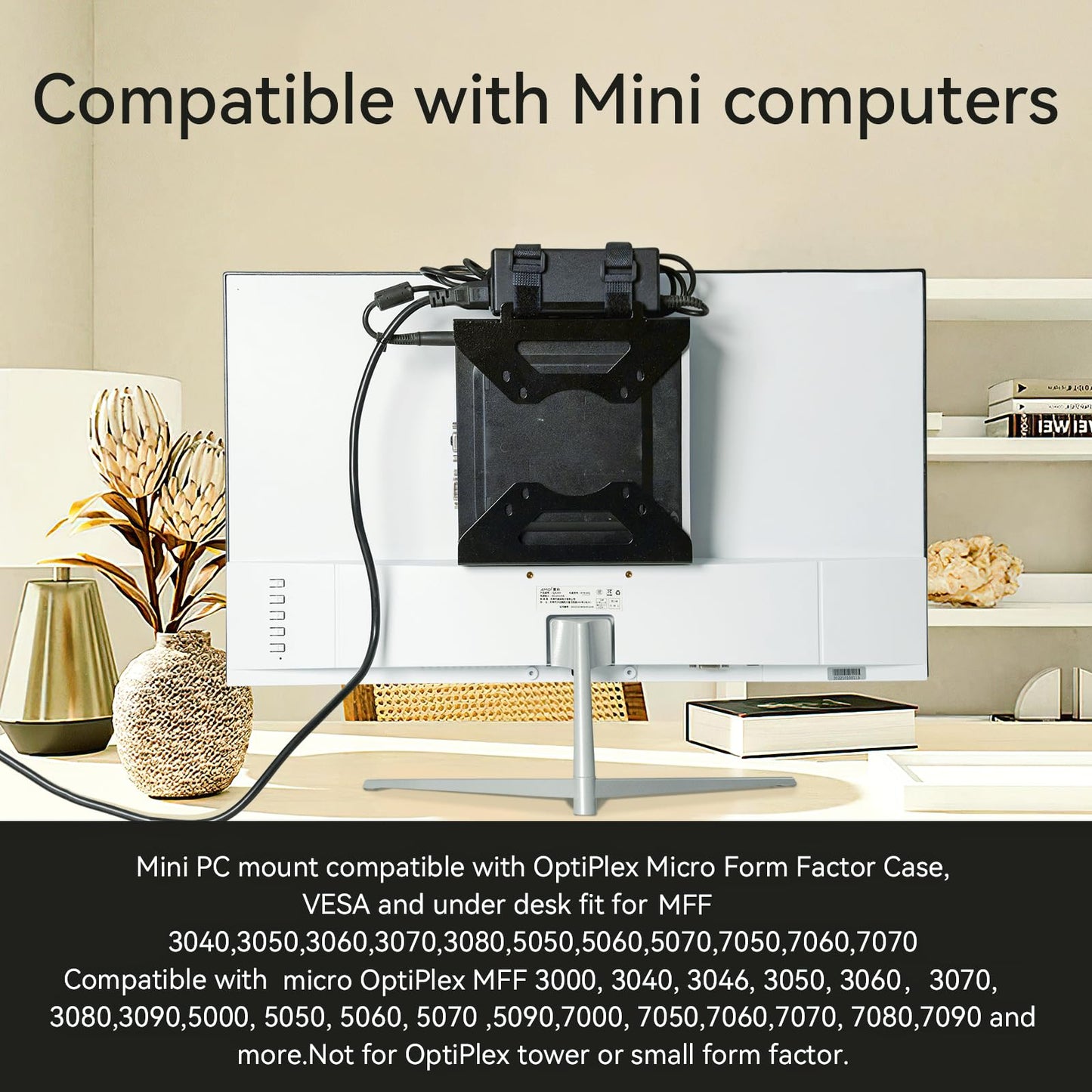 Fbyuitap Mini PC Mount Compatible with DELL OptiPlex Micro Form Factor Case,Monitors VESA Mount and Under Desk fit for DELL MFF 3040 3050 3060 3070