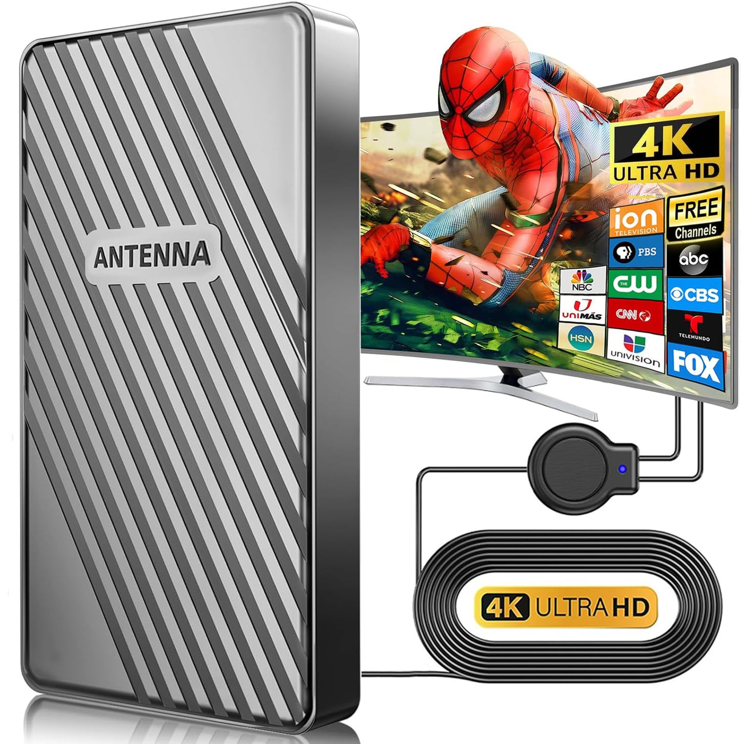 2026 Strongest TV Antenna Outdoor/Indoor,4000+ Miles Long Range Digital Antenna for Smart TV 360° Reception, Best Amplified HDTV Antenna for Local