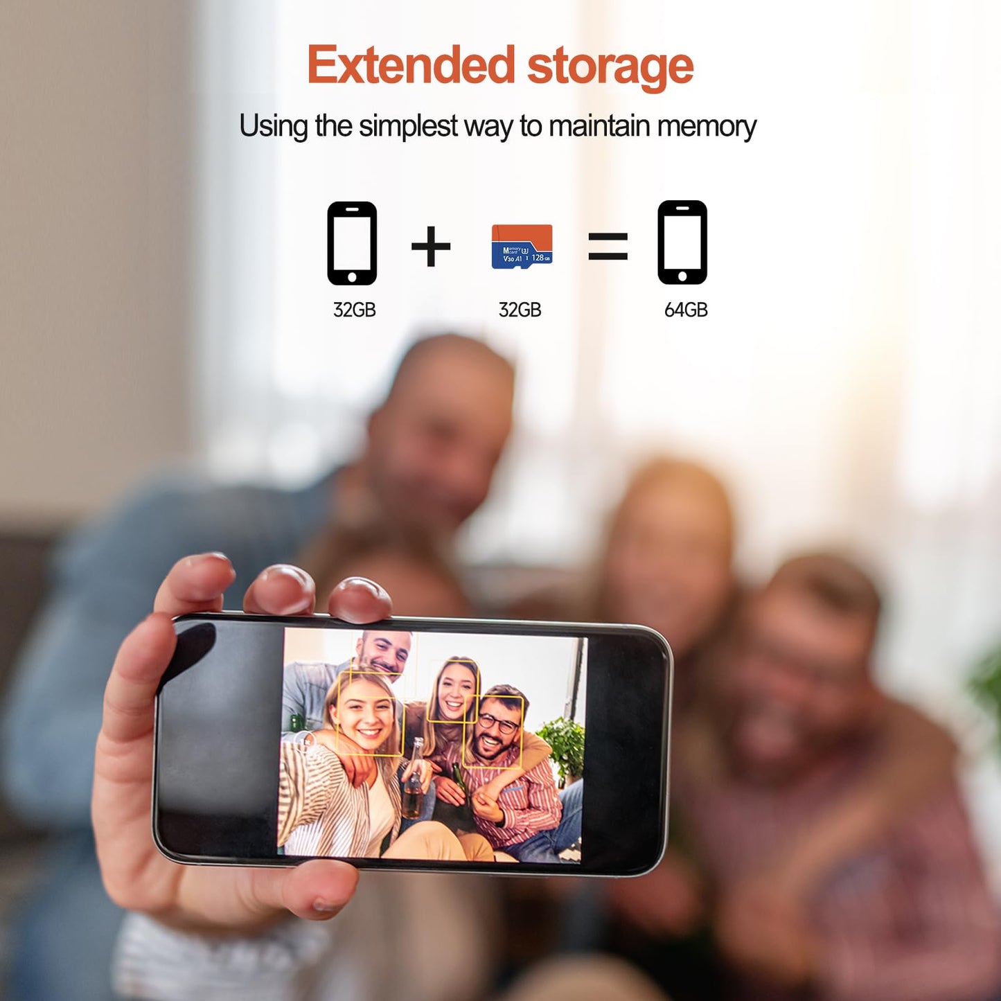 128GB Micro SD Card with Adapter, Class 10 V30 U3 A1 High-Speed Memory Card for 4K Video Recording, Reliable Storage for Smartphones, Tablets