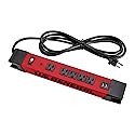 U.S. GENERAL 5-Outlet Heavy Duty Magnetic Power Strip with 2 USB Ports and Lighted on/Off Switch, 8 FT Grounded Power Cord for Garage, Workshop