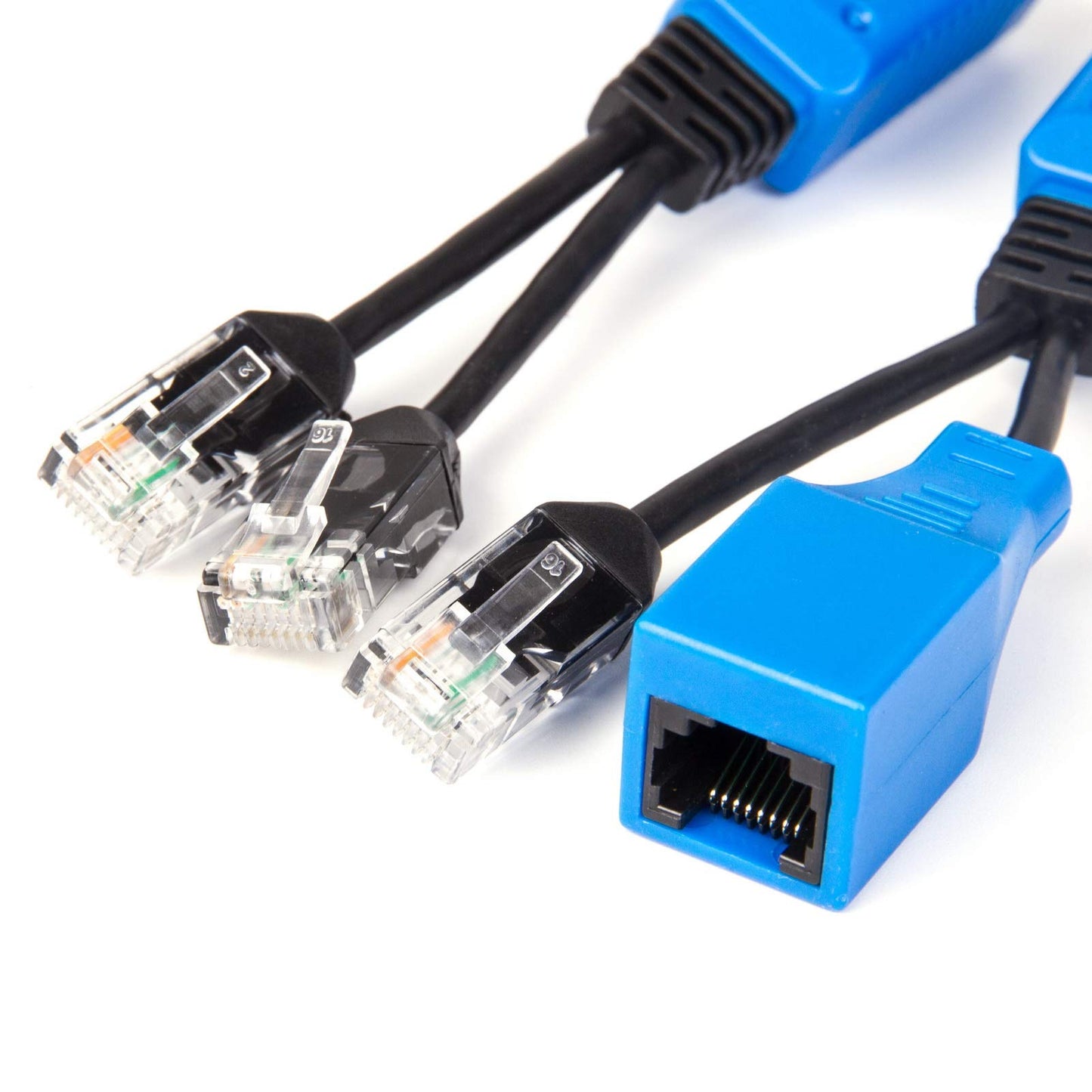 XENOCAM 2 Pair RJ45 Ethernet Cable Combiner/Splitter Sharing Kit 2-in-1 (2 Cameras Over 1 Cable) Cat5e PoE Power/Data Transmission Adapter for 4 x