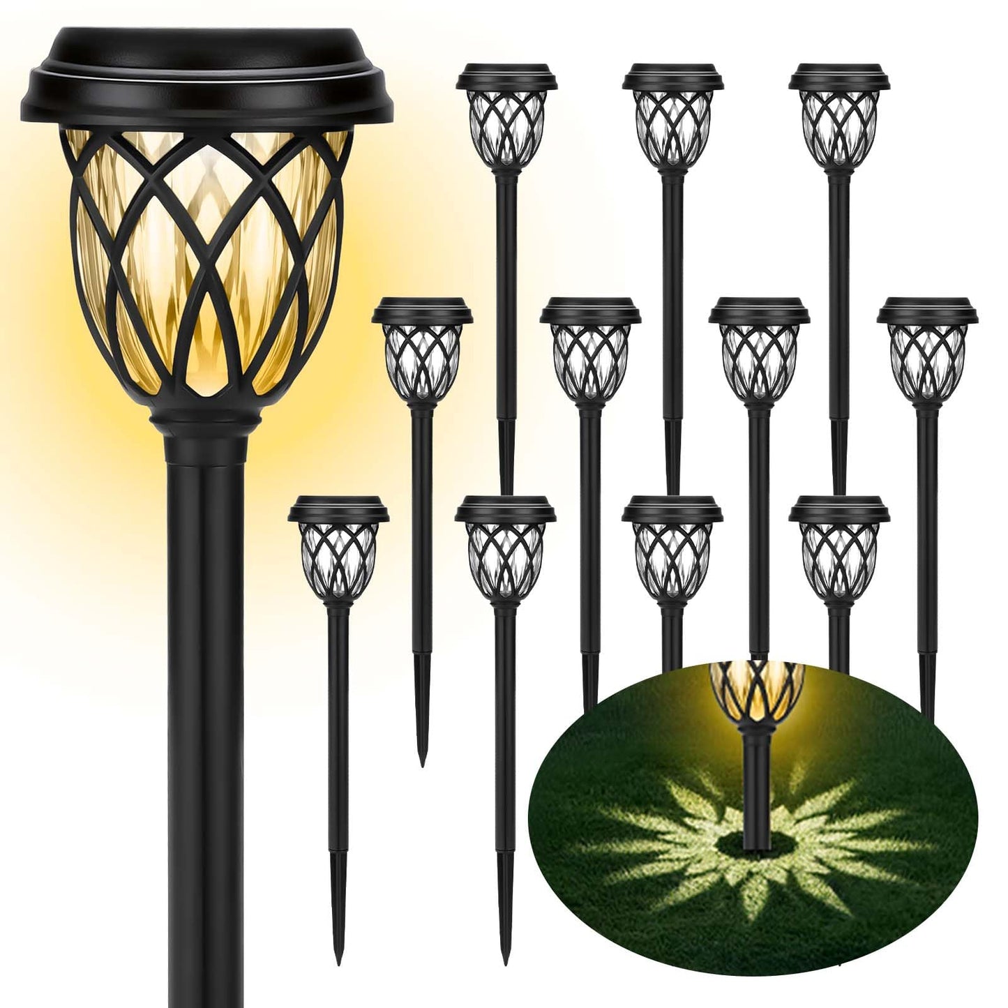 ruhotili Solar Lights Outdoor 12 Pack Solar Garden Lights Waterproof IP65 Solar Landscape Lights Solar Pathway Lights for Patio, Yard, Driveway